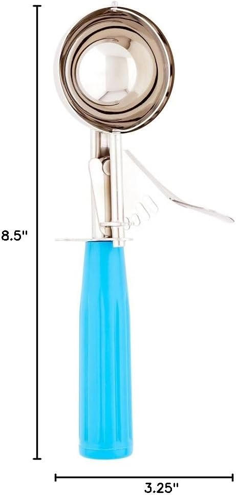 Restaurantware Met Lux 2.75 Ounce Portion Scoop, 1 Trigger Release Cookie Scoop - With Blue Handle, Stainless Steel Disher For Portion Control, Cookie Dough Cupcake Batter Or Ice Cream