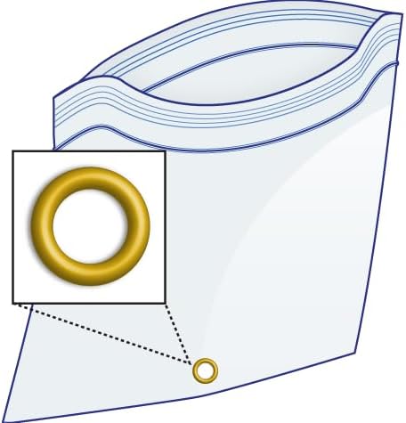 GPI - 5" x 7" Reclosable Zip Bags with Bottom Hang-hole & Pre-inserted 12" Twist-tie. 4 Mil Heavy-duty Resealable Zipper Baggy with Grommet/Metal Eyelet for Hanging (Insert Size 4.5x5.5) 500 Pack