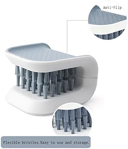 2Pcs Blade Brush Knife and Cutlery Cleaner Green Brush Bristle Scrub for Kitchen Washing Non-Slip by Lucky Shop1234 (Grey, 2pcs)