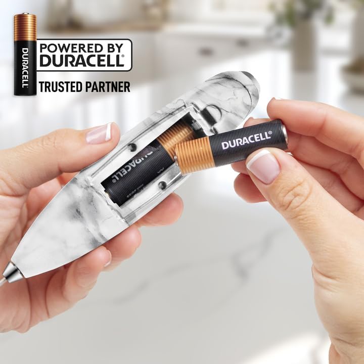 Zulay Kitchen Powerful Milk Frother Wand With 4 AA Duracell Batteries - Ultra Fast Handheld Drink Mixer - Electric Whisk Foam Maker for Coffee, Lattes, Cappuccino, Matcha & Creamer -