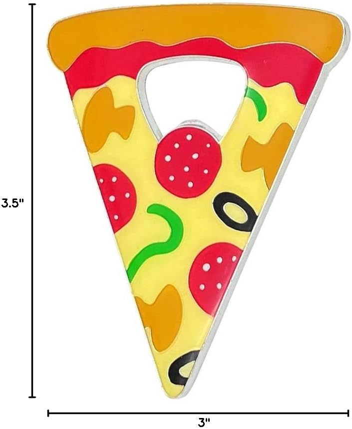 Island Dogs Pizza Shaped Bottle Opener - Stainless Steel, Novelty Design, Perfect for Pizza Lovers, Tailgates, Funny Kitchen Gadget Collectors, White Elephant Gifts