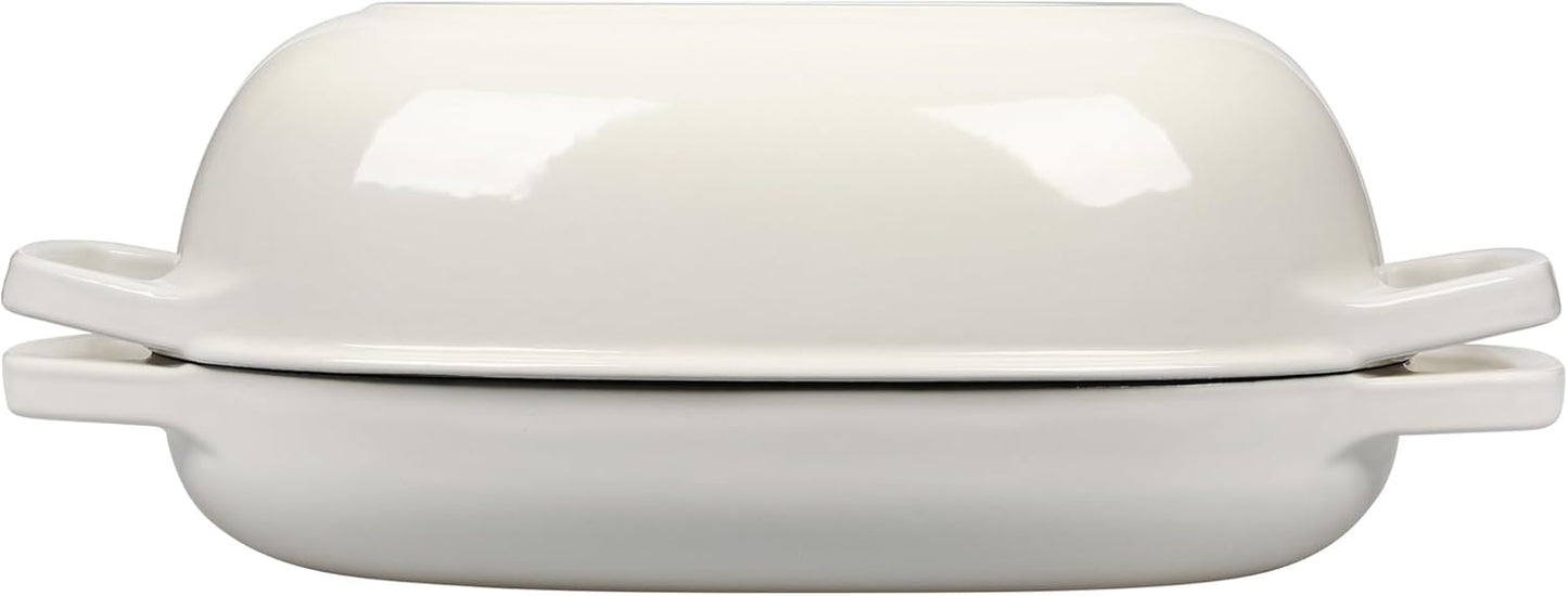 Enameled Cast Iron Dutch Oven Pot with Lid, Oval Dutch Oven for Bread Baking, Bread Oven for Homemade Sourdough Bread Baking, 5qt, White