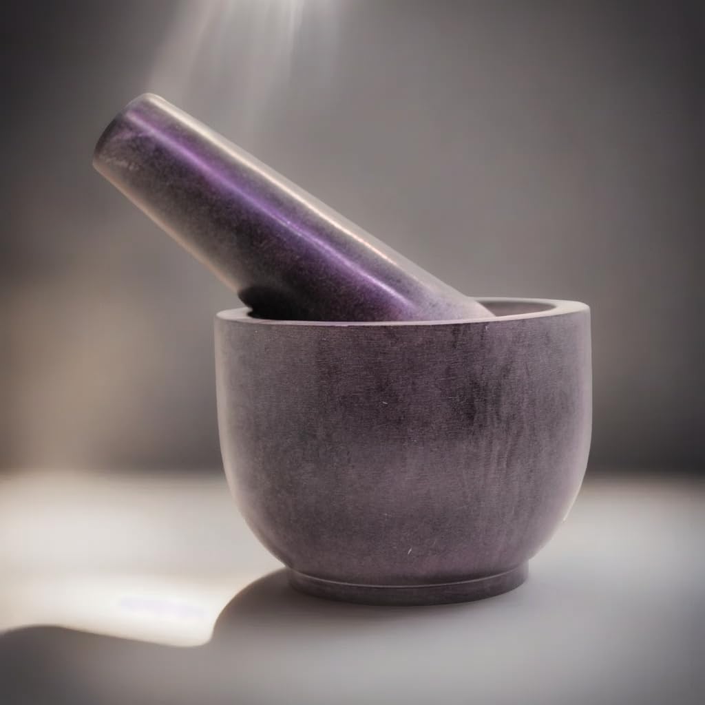 Marble Stone Mortar and Pestle, for Grind Spices, Powder Pesto, Mash Herbs, Crush Pills, Regular Size (3.75"X2.75" Mortar, 5" X1.5" Pestle, Grey)