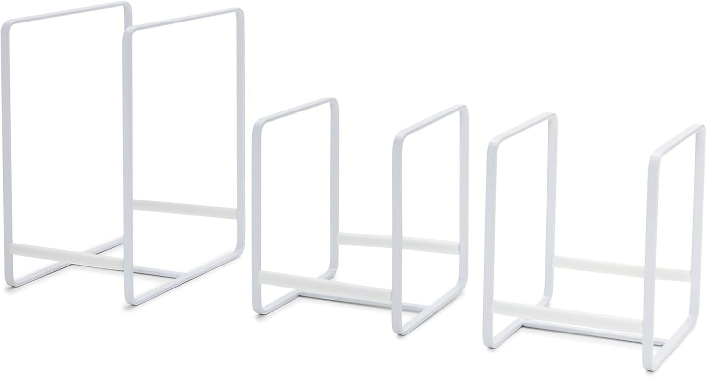 Juvale 3-Piece Plate Organizer - Space-Saving Cabinet Storage & Dish Storage Rack - Plate Stand & Pot Lid Holder - Pack of 3, White, 1 Large & 2 Small