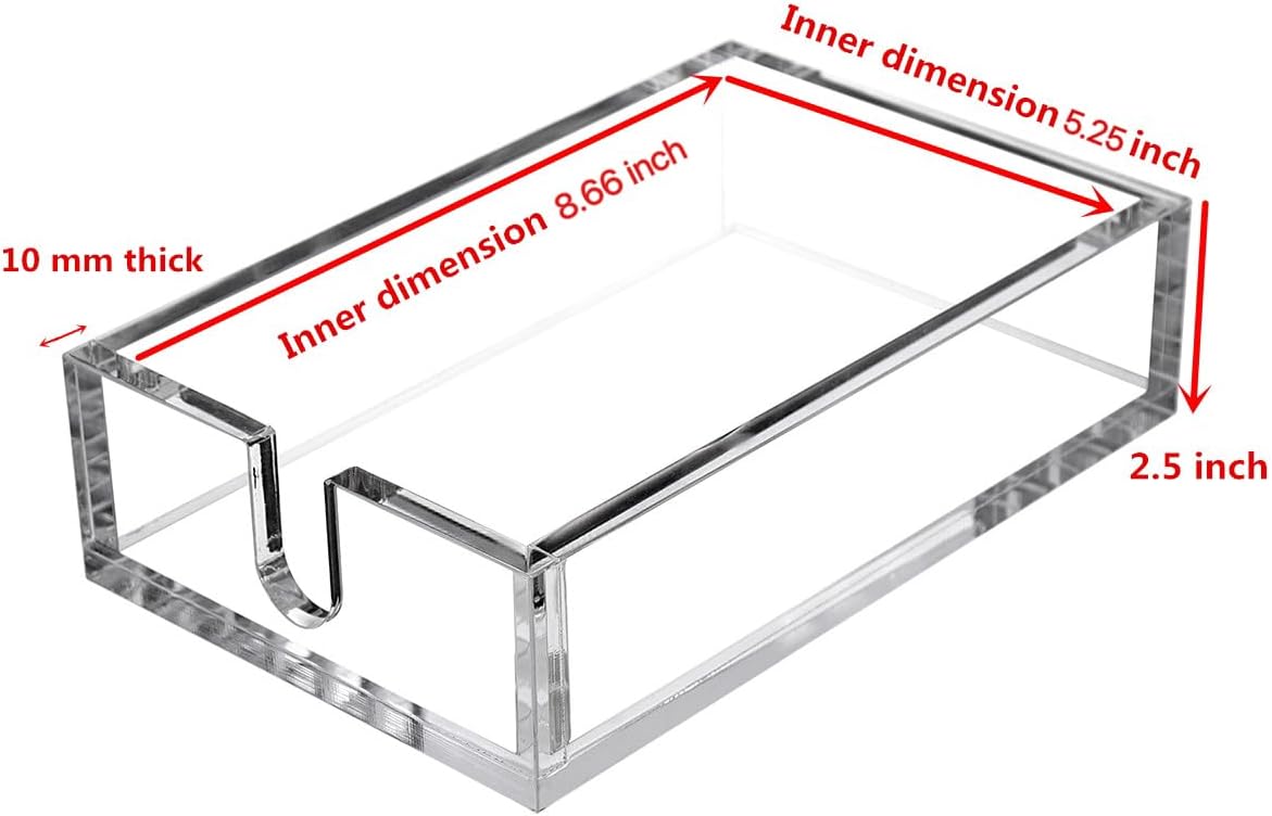 CY craft Acrylic Guest Towel Napkin Holder,Clear Bathroom Paper Hand Towels Storage Tray Modern Buffet Napkin Caddy,Fancy Flat Napkin Holders For Kitchen or Dining Room,9.5 x 5.5x 2.6 Inch,Pack of 1