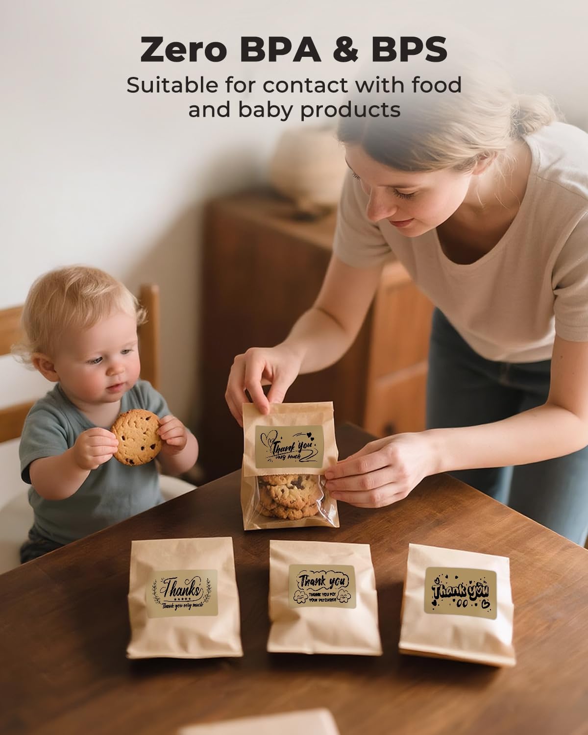 MUNBYN 3x2 Inch Brown Thermal Labels, Thermal Sticker Labels for Price, Barcode, Mailing, Name, 500 Sheets/1 Roll