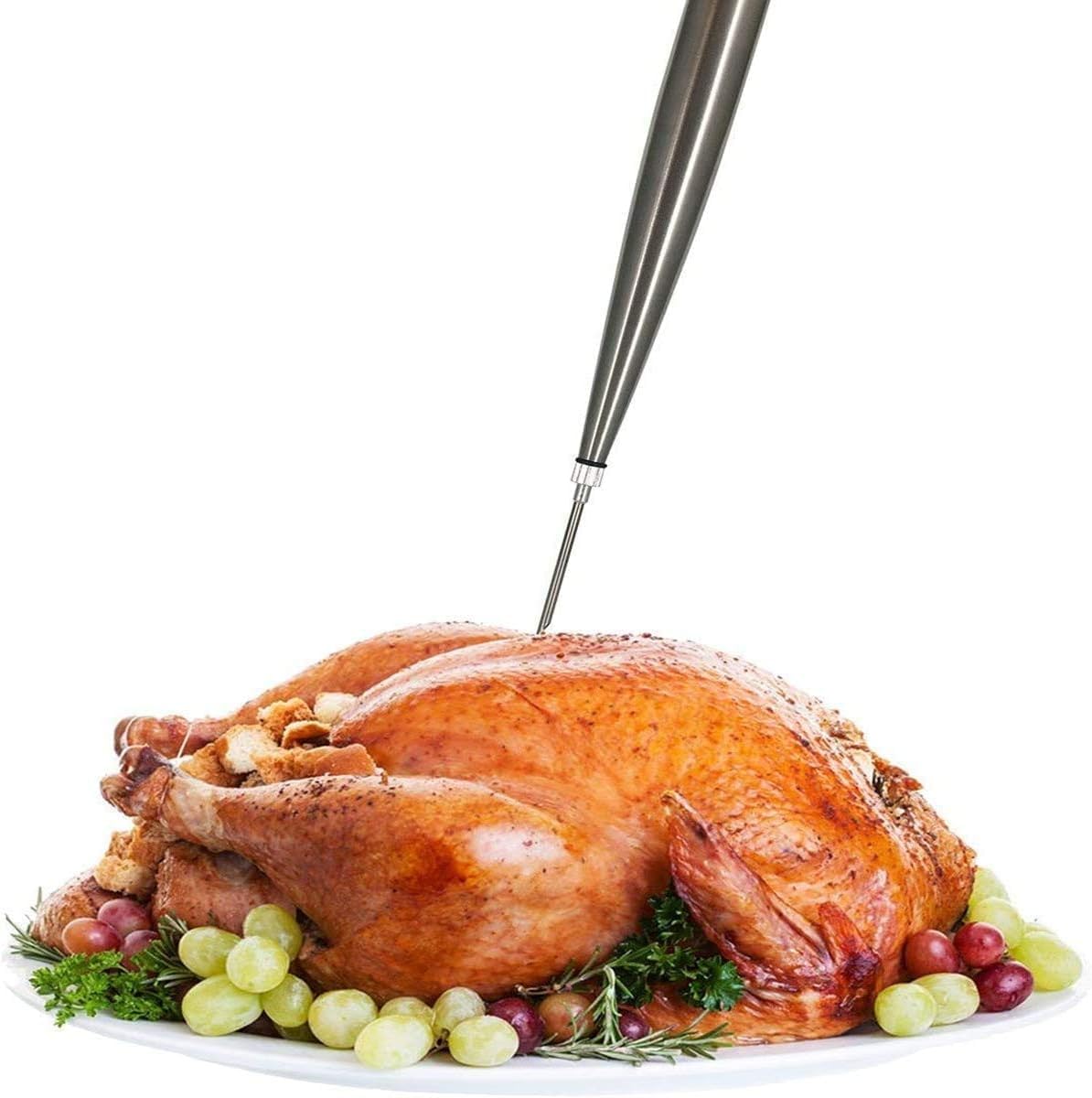 Stainless Steel Turkey Baster Syringe, Flavor Injector Needle,With Cleaning Brush- Easy to clean, Rubber Bulb