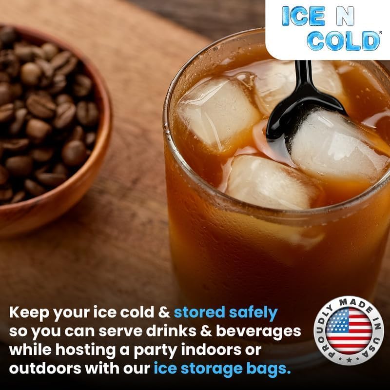 Ice Bags with Drawstring Closure | 10lb, 200ct/cs | 41 mic Thickness | Portable Storage and Freezer Keeper