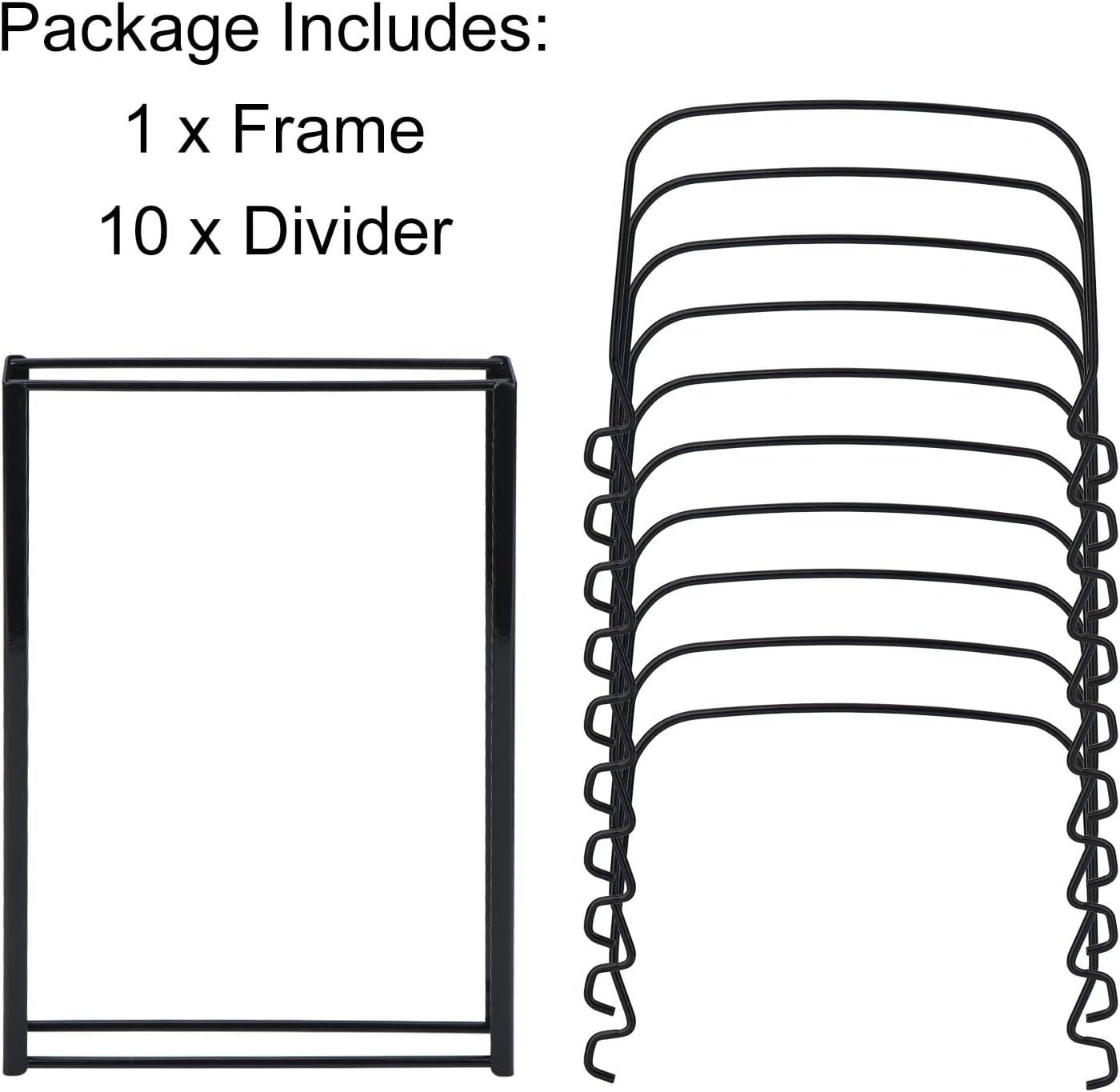 Toplife 10+ Bakeware Organizer Rack for Kitchen Bakeware, Cookware, Dinnerware, Cutting Boards, Plates, Pot and Pan Lids (Black)