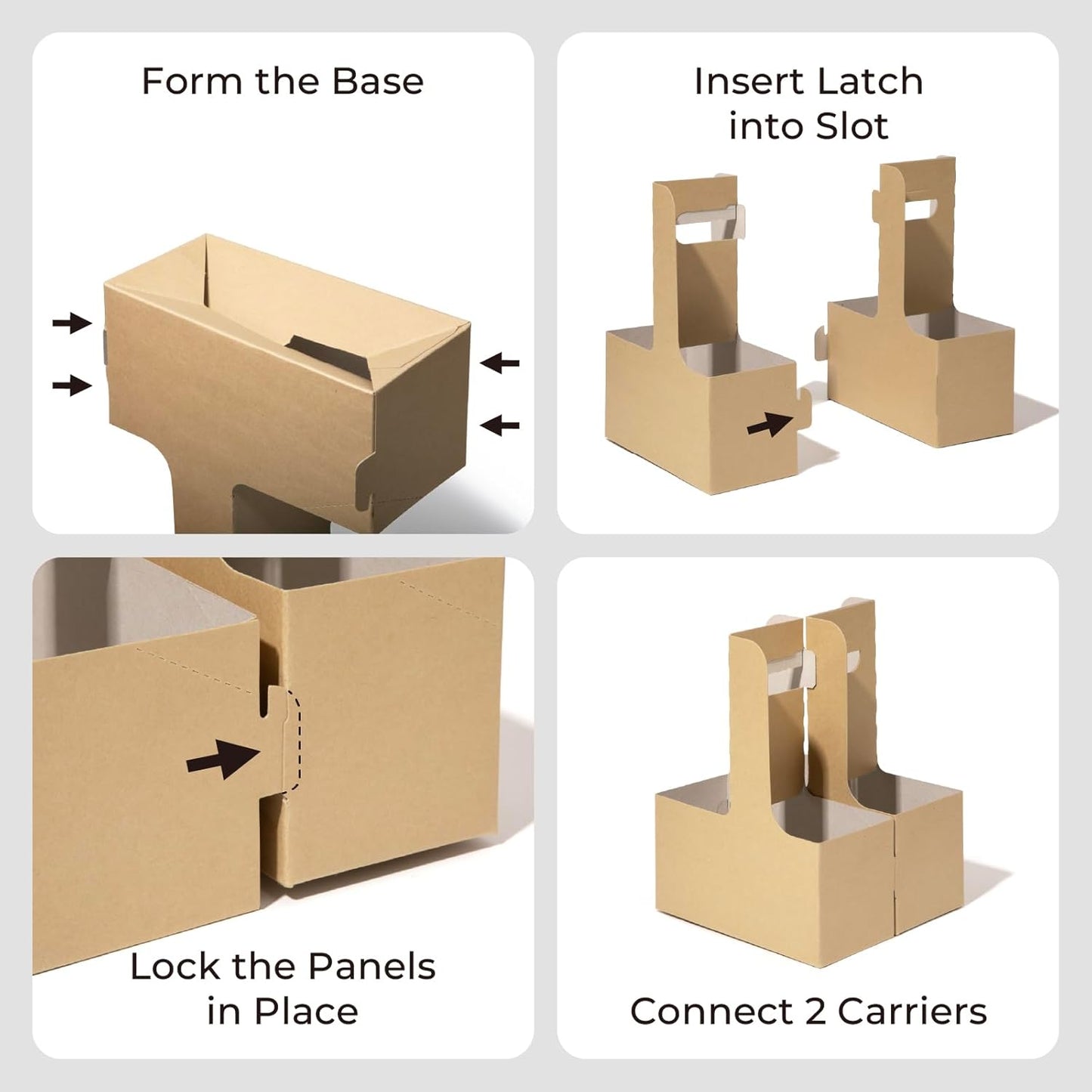 FMP Brands 2 Cup Disposable Drink Carrier with Handle, 15 Pack Kraft Paperboard Handled Drink Carriers 12-30 oz to Go Coffee Cup Holder, Cup Carrier for Cold Hot Drinks, Takeout, Cafe