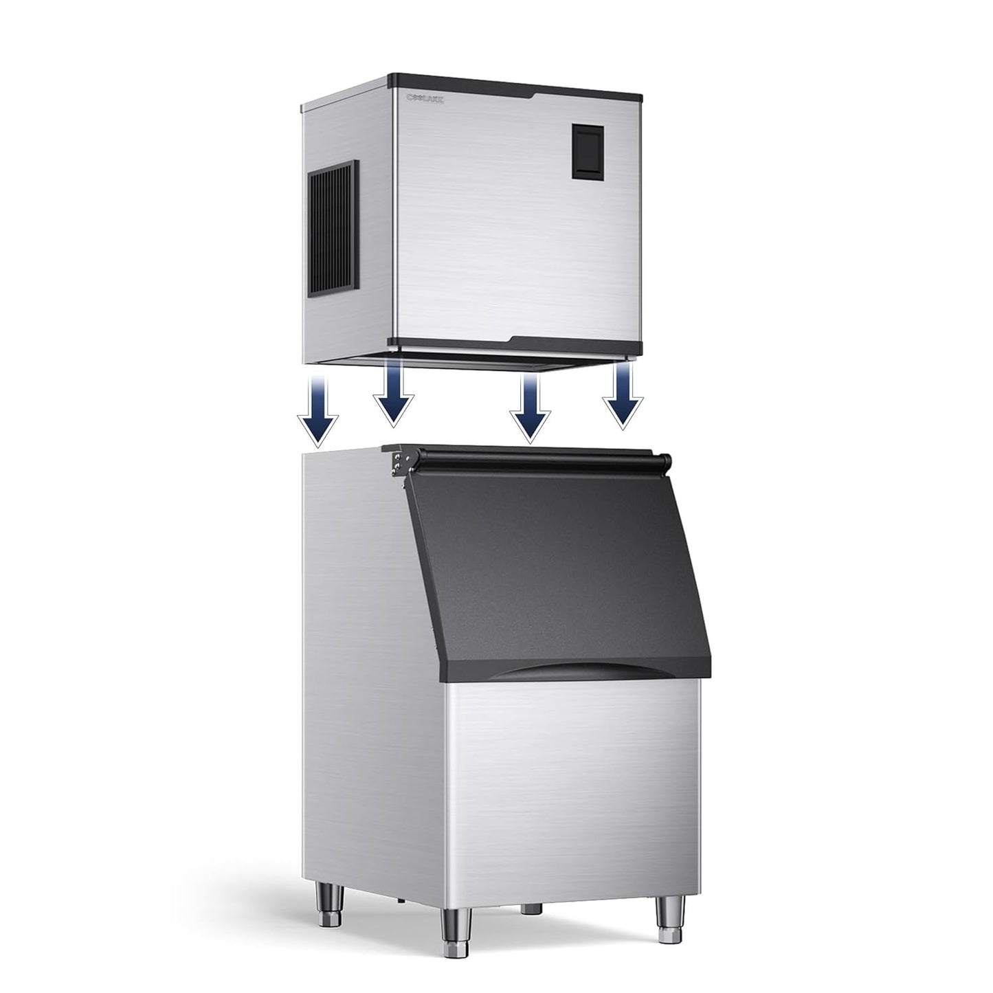 Coolake Commercial Ice Machine 550lbs/24H, 22 Inch Air Cooled Stainless Steel Industrial Ice Maker, Modular Ice Cube Machine for Restaurant Hotel, DOE ETL Listed, Self-Cleaning - Head Only