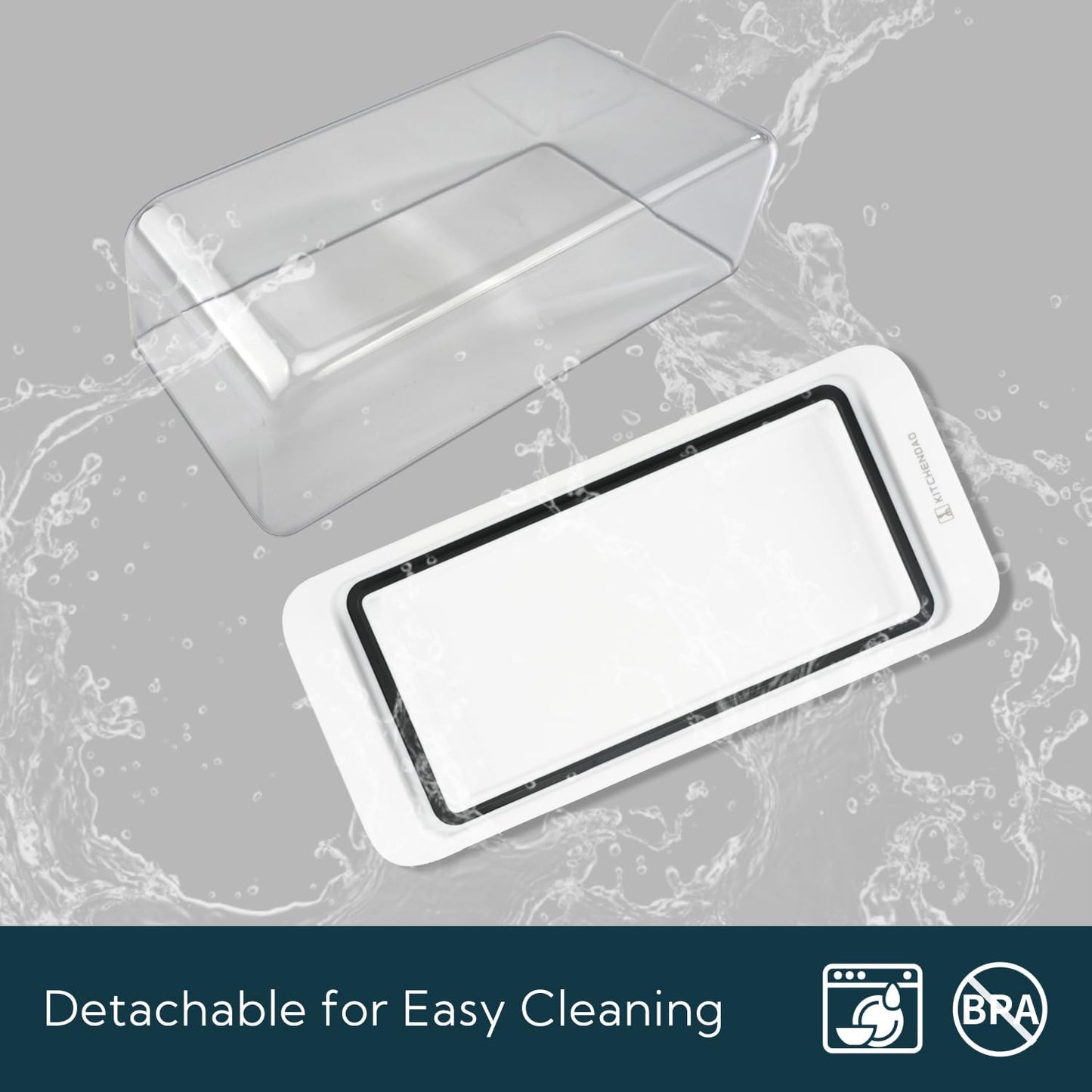 KITCHENDAO Large Airtight Butter Dish with Lid for Countertop and Fridge, Butter Keeper, Plastic Butter Holder Tray for 2 Sticks East Coast/West Coast/European Style/ Kerrygold Butter/ Cream Cheese