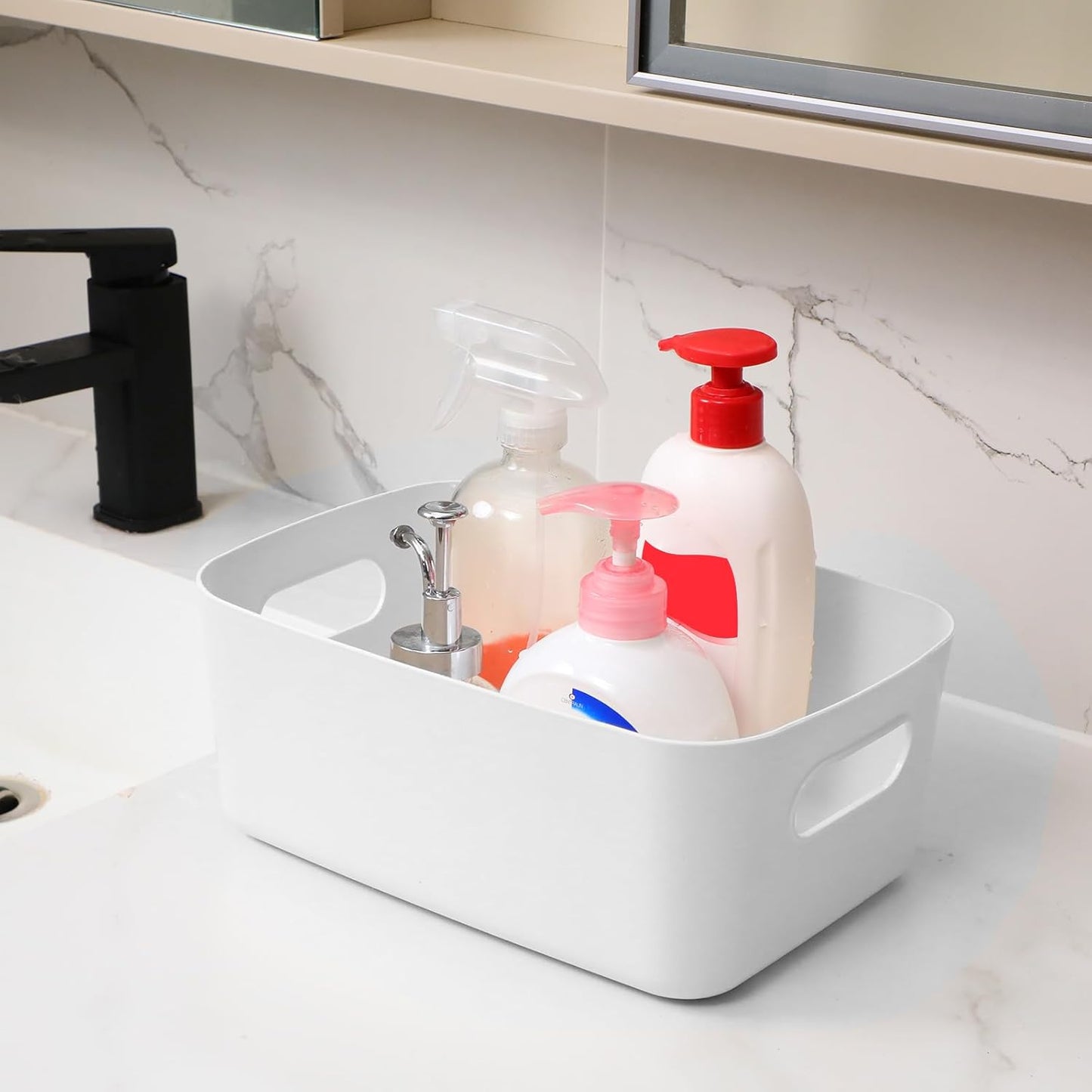 Zopeal Plastic Storage Bins 10 Pcs White Pantry Organizer Bins Small Baskets Storage Containers for Home Kitchen (12 x 8 x 5 Inches)