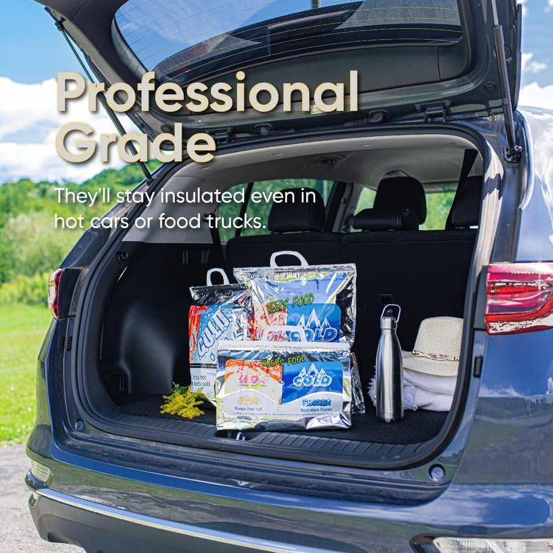 Superio Hot and Cold Insulated Bags for Food Delivery, Grocery Shopping Bags, Food Storage for Hot and Frozen Food for Travel, Disposable Cooler Bag, Reinforced Thermal Lunch Bag (5, 16"x19.25")