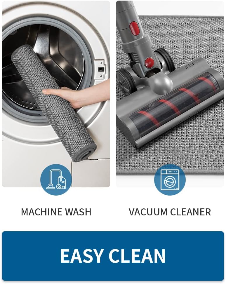 Kitchen Rugs and Mats Non Skid Washable, Absorbent Runner Rugs for Kitchen, Front of Sink, Kitchen Mats for Floor (Dark Grey, 20"x32")