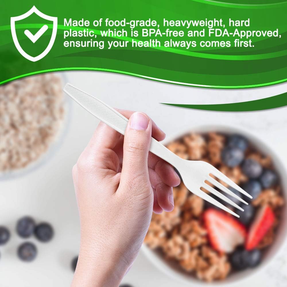 400 Pack Extra Heavyweight Disposable White Plastic Forks - Heavy Duty White Cutlery-Utensils, Parties, Dinners, Catering Services, Family Gatherings