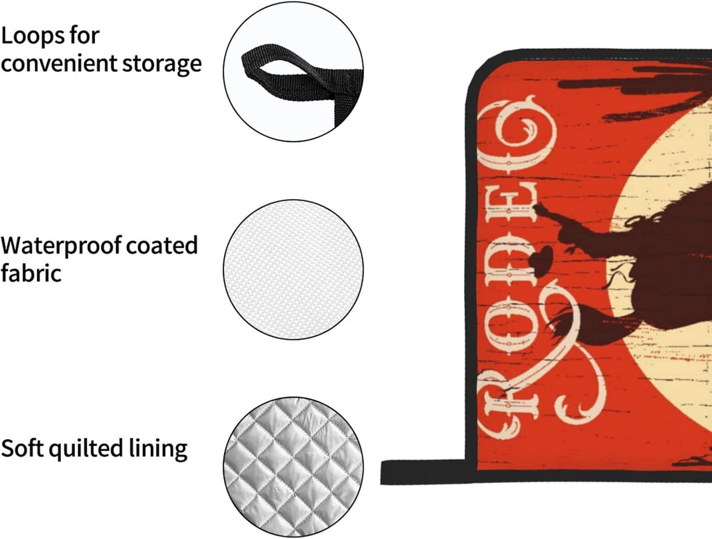 Oven Mitts and Pot Holders Sets of 4,Cowboy Horse Sunset Saguaro Desert Wild West Rodeo Vintage Wooden Sign Print,Oven Mitts Heat Resistant Oven Gloves Set Potholders for Kitchen Baking Grilling