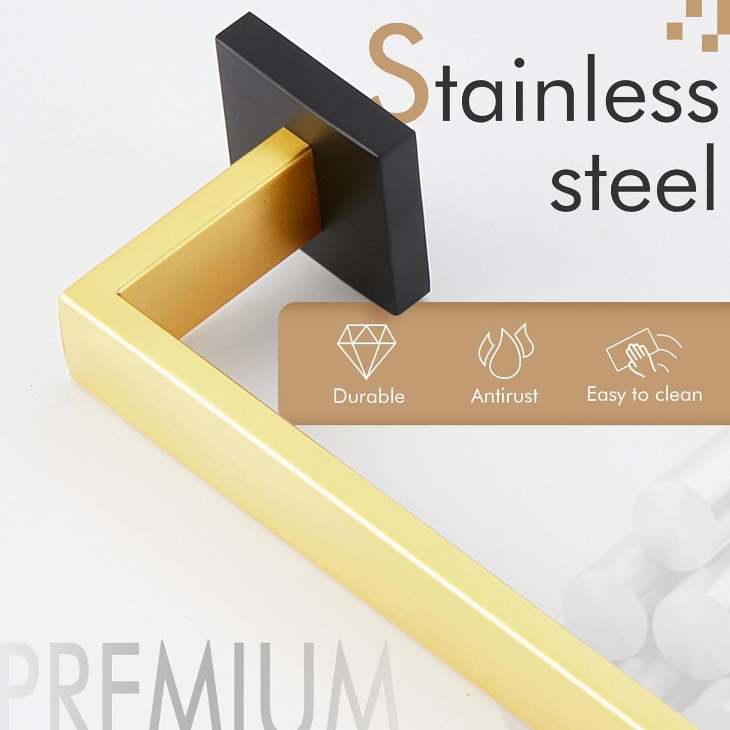 KOKOSIRI 24-Inch Towel Bars for Bathroom Wall Mounted Kitchen Towel Rack Holder T-304 Stainless Steel Matte Black and Brushed Gold, B4003GDK-L24