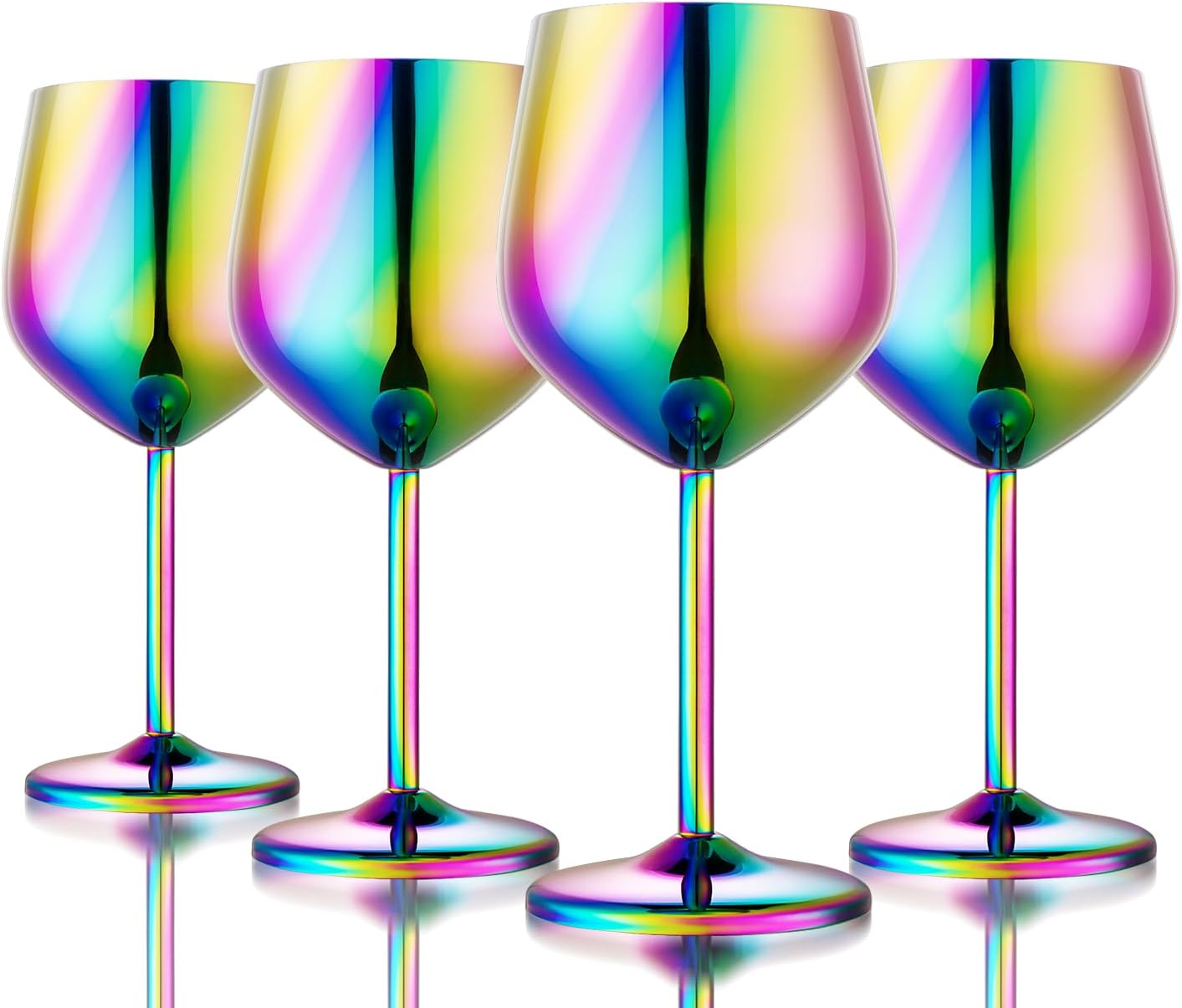 Stainless Steel Wine Glasses Set of 4 Unbreakable Colorful Wine Glass 18 oz Unique Metal Wine Goblets for Outdoor, Travel, Camping, Pool, Ideal Gift for Wine Lovers