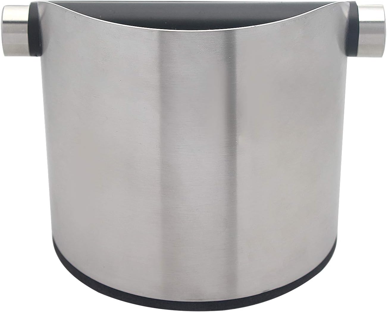DIBTSA Espresso Knock Box, Stainless Steel Coffee Grounds Knock Box, With Removable Knock Bar and Non-Slip Rubber Base (Silver)