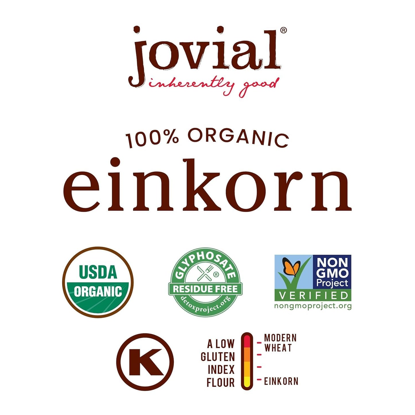 Jovial Organic Einkorn Unbleached All Purpose Flour - Bread Baking Flour for Sourdough, High Protein, Non-GMO, Organic Pizza & Pasta, European Italian, Glyphosate Free - 32 Oz, 4 Pack