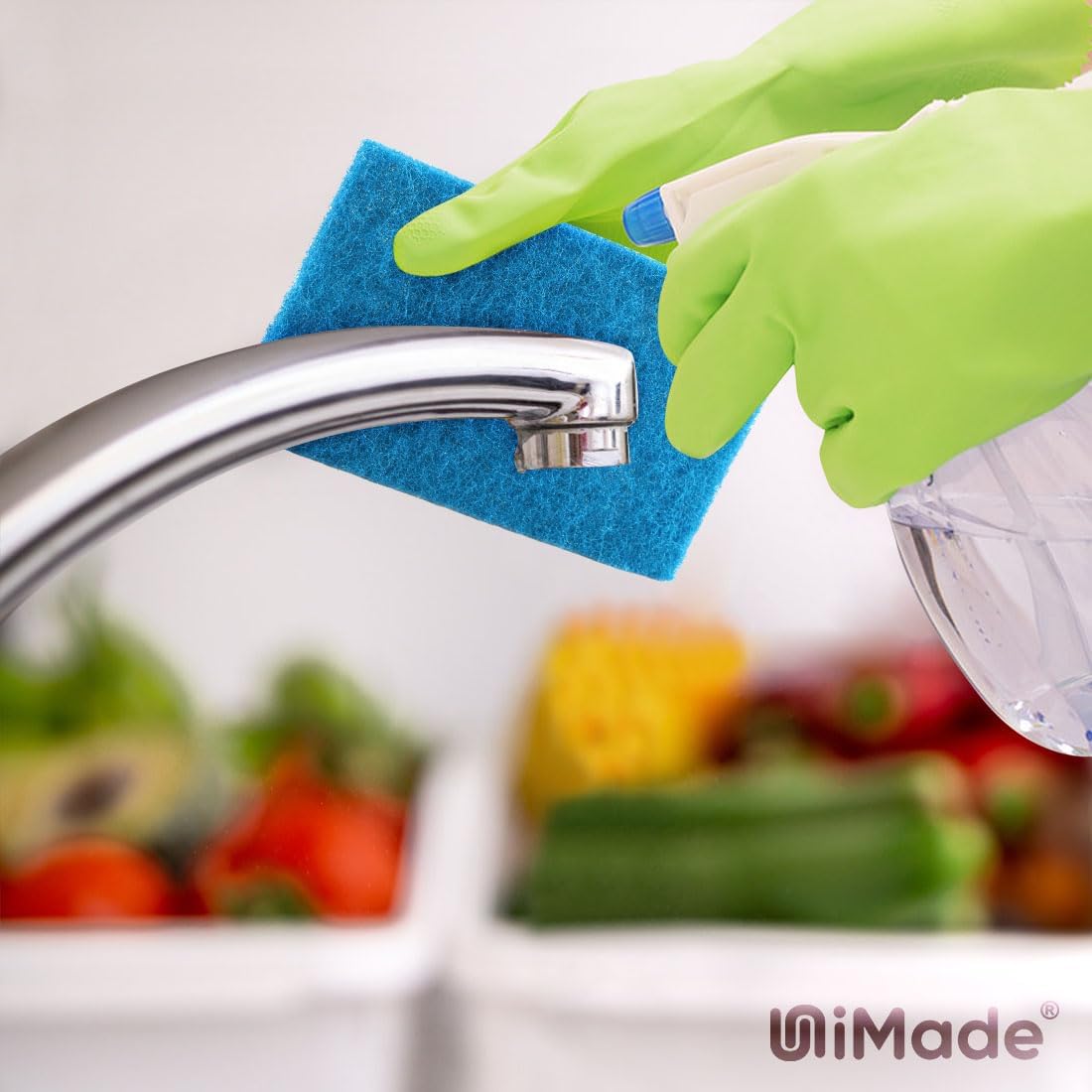 Non-Scratch Scouring Pads, 24Pcs Household Scour Pads for Kitchen, Garage and Outdoors, Reusable Dish Scrubber Pads for Pan and Metal Grill - Blue