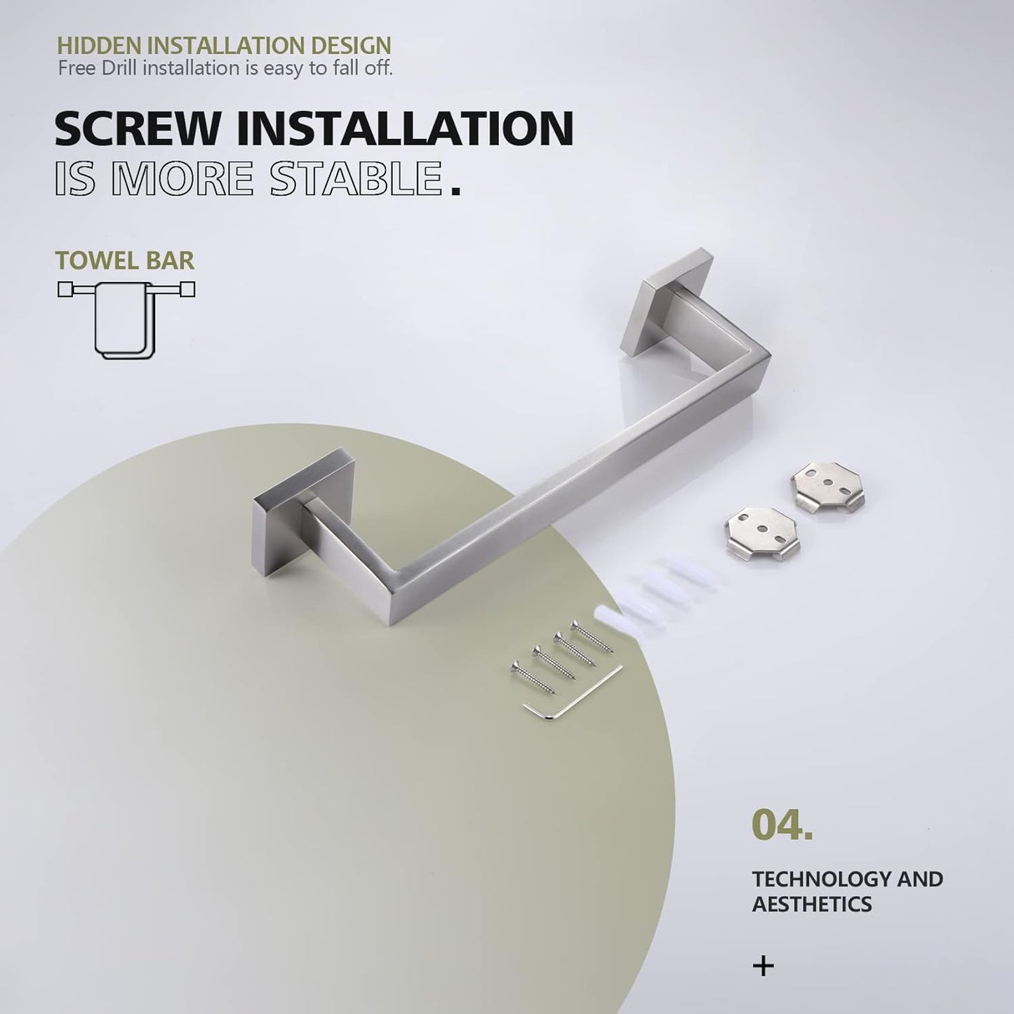 KOKOSIRI 12-Inch Single Towel Bar, Bathroom Kitchen Towel Holder, Wall Mounted SUS304 Stainless Steel Towel Rack, Brushed Nickel, B4003BR-L12