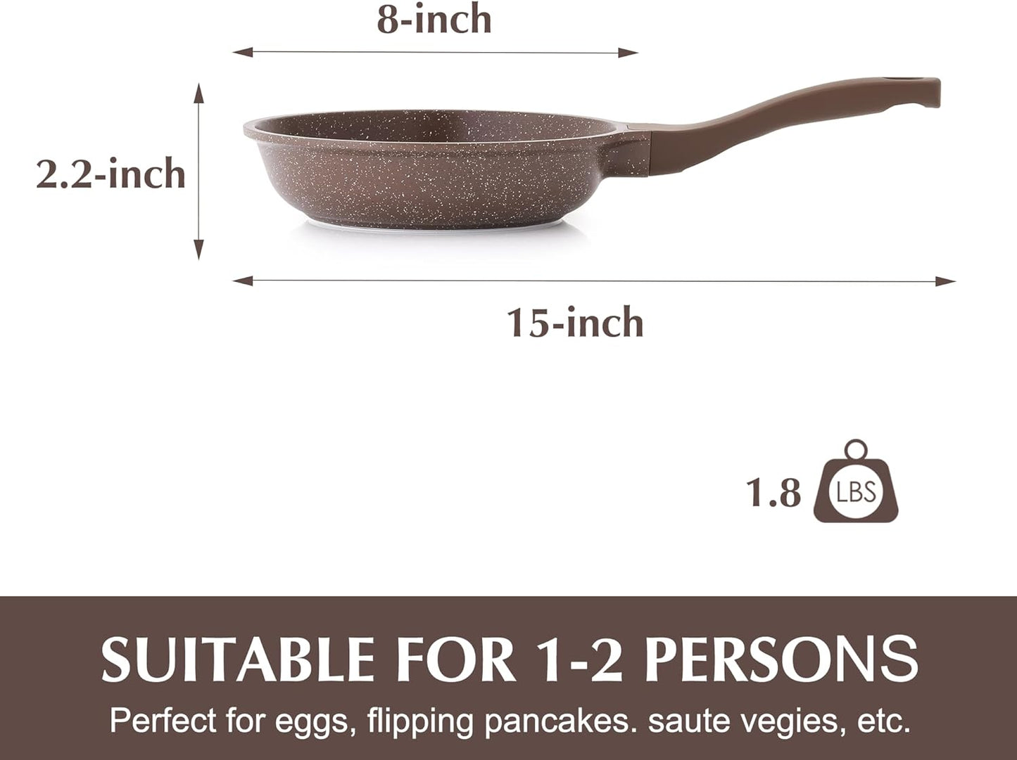 SENSARTE Nonstick Frying Pan Skillet, Non Stick Omelette Pan, Healthy Stone Cookware Chef's Pan PFOA Free, Toffee Brown (8 Inch)