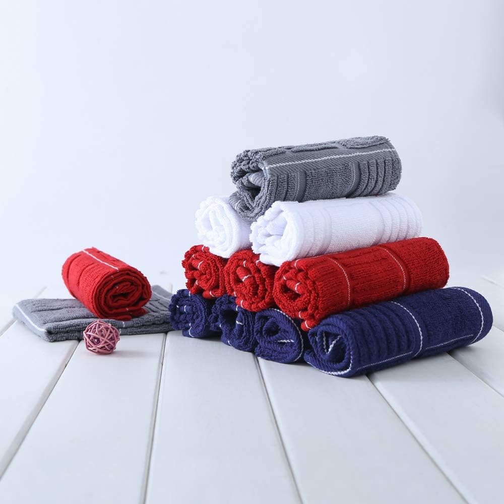 Glynniss Kitchen Dish Cloths for Washing Dishes, Cotton Dish Rags for Drying Cleaning, Pack of 8 Dishcloths (red, 12x12 inches)