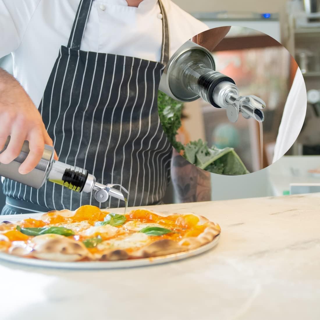 MEETSWEET Automatic Pour Spout, Stainless Steel, Leak-Proof, For Oil, Vinegar, Wine & More (Silver)