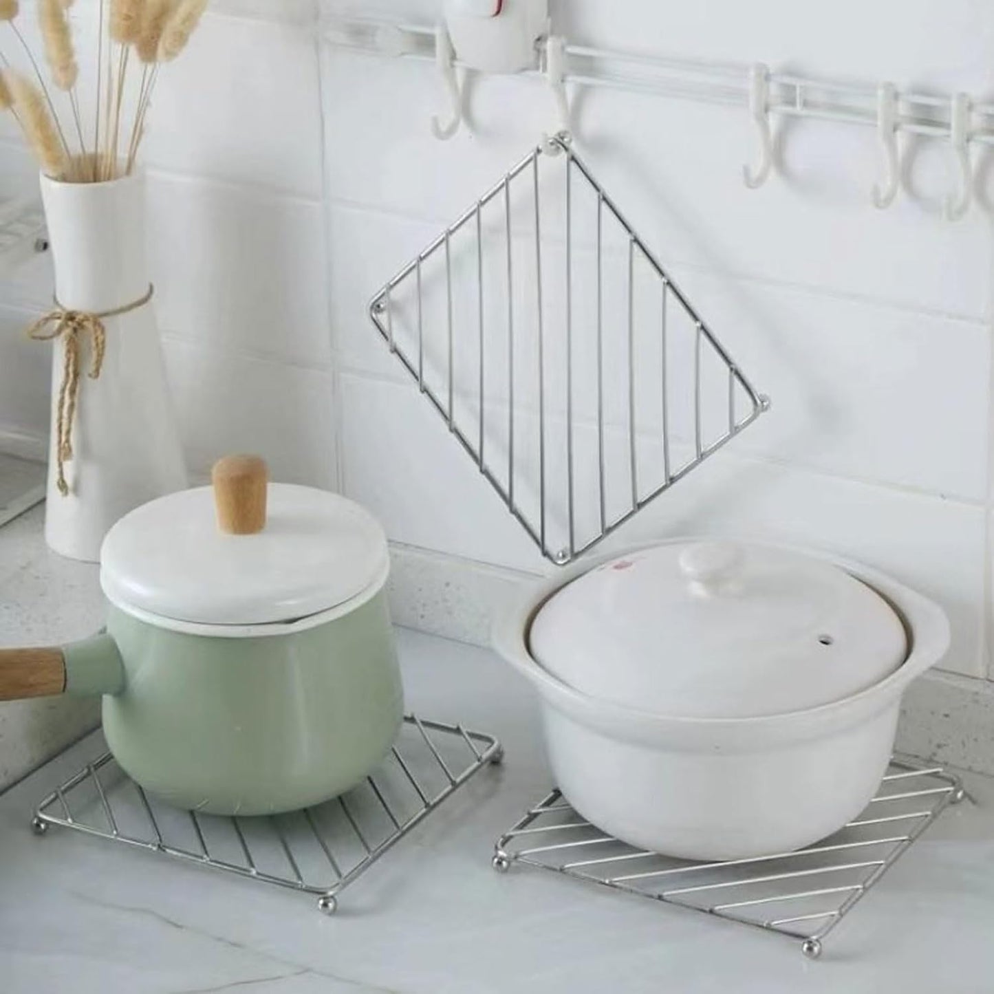 Stainless Steel Trivets Heat Resistant Insulated Hot Pads Table Dish Mat Tableware Placemat Dining Table Decor Hot Pads Cooking and Baking Pans Holder Air Fryer Oven cookie cooling racks(3pcs)