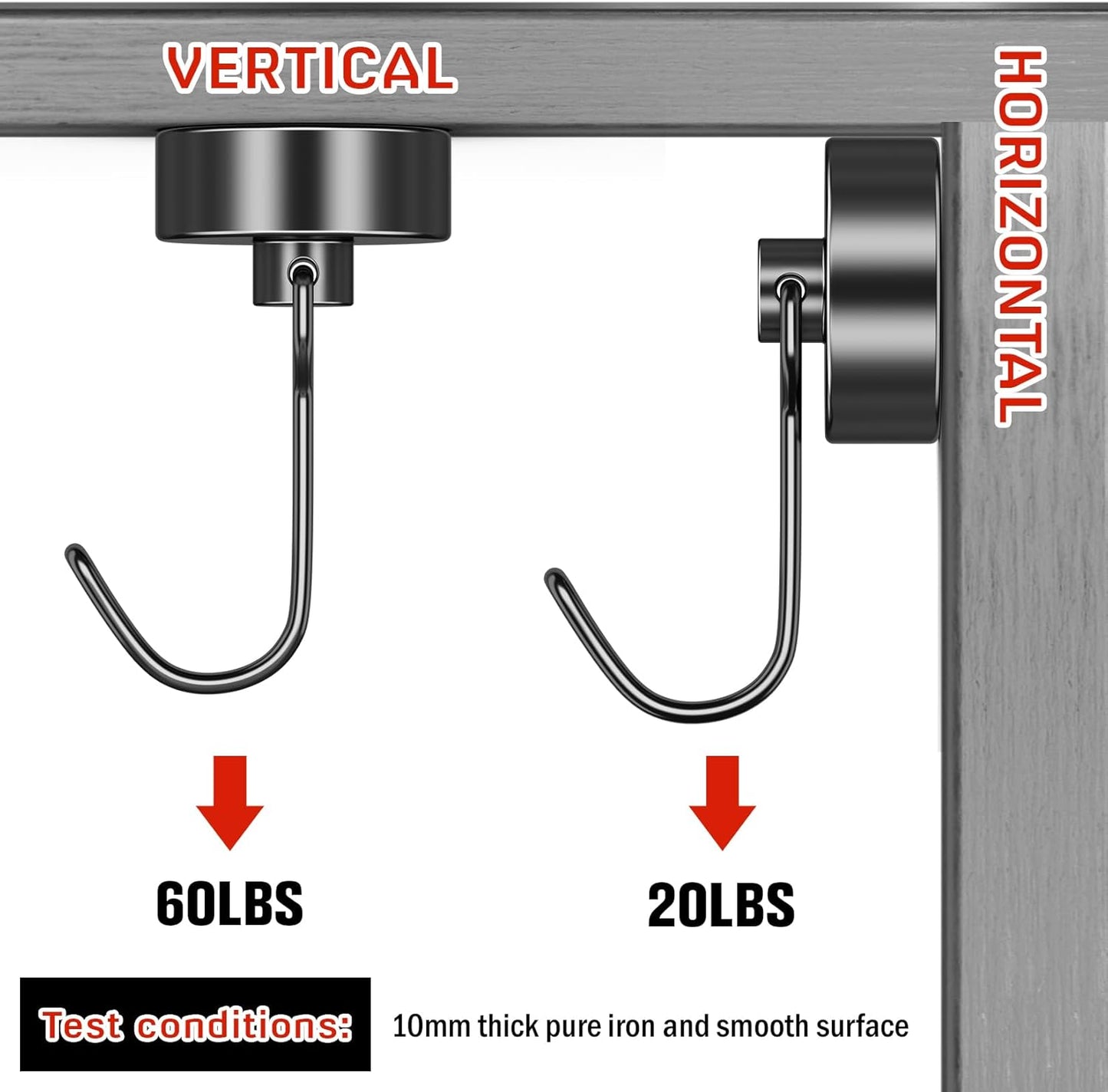 FINDMAG Strong Magnetic Hooks, 60lb+ Magnetic Hooks for Cruise Cabins, Rare Earth Magnet with Hook for Fridge, Magnetic Hook for Hanging Heavy Duty, Magnetic Hangers for Locker, Toolbox, Wall, Home