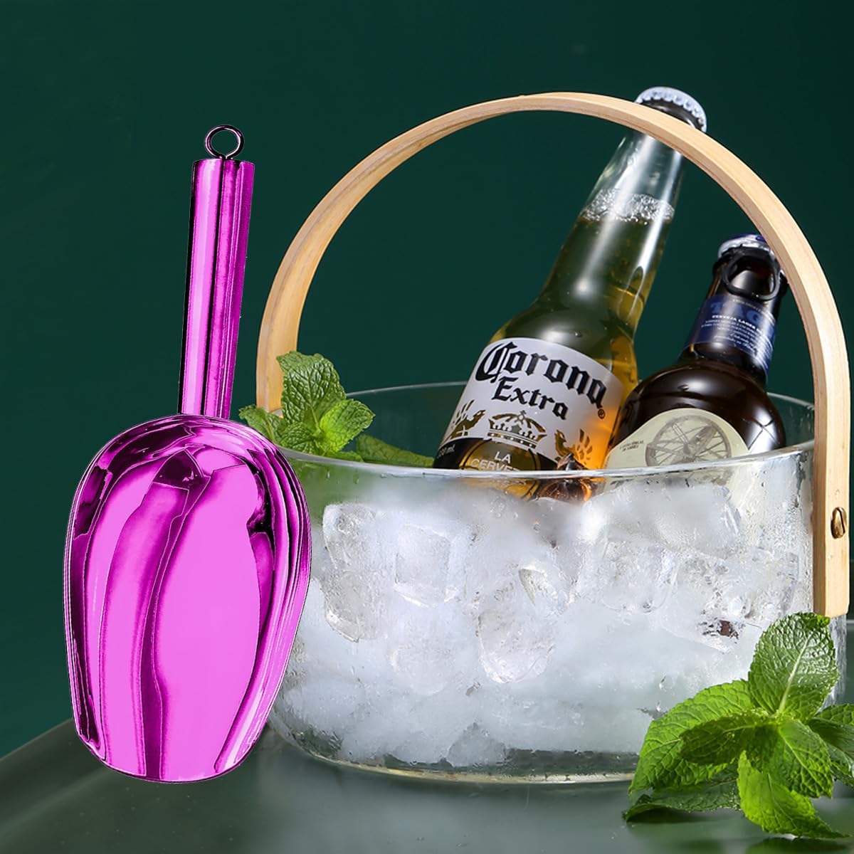 Metal Ice Scoop,Kitchen Ice Scooper for Ice Maker,Stainless Steel Small Ice Scooper for Freezer,Kitchen Gadgets Cookie Flour Pet Dog Food Scoop (purple, 3oz)