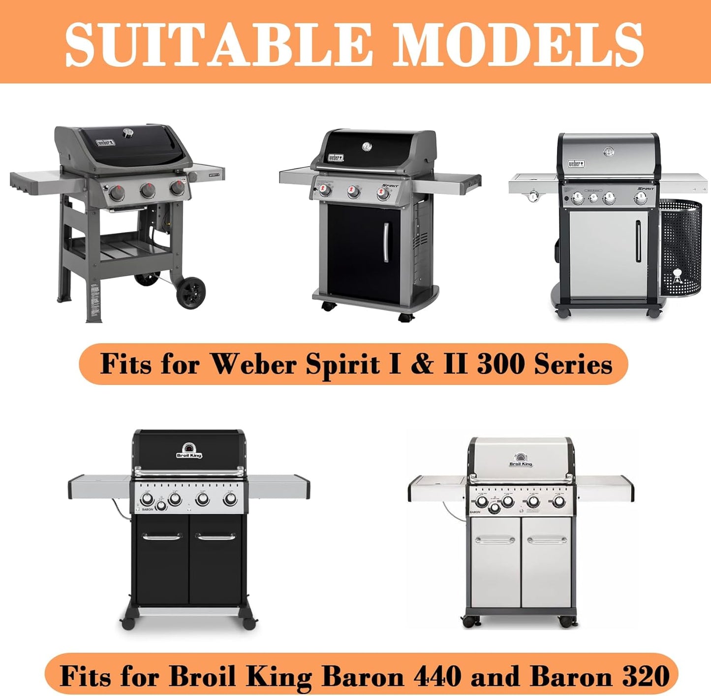 6787 Full-Size Rectangular Griddle Replacment Parts for Weber Spirit I & II 300 Series Gas Grills, Flat Top Griddle Insert with Handles for Weber Spirit E-320 S-320 E-310 S-310, Non-stick Carbon Steel