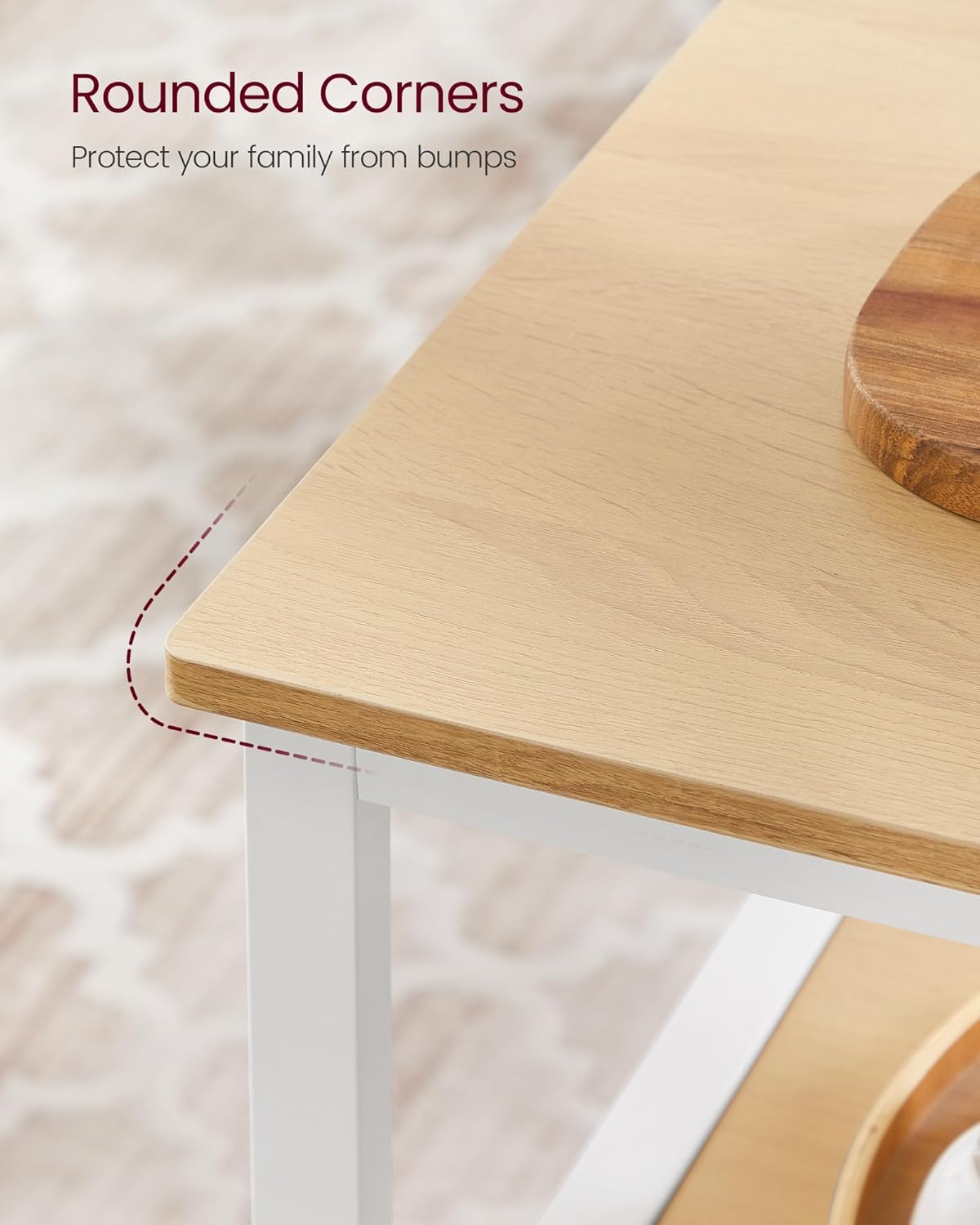 VASAGLE Kitchen Island with 3 Shelves, 39.4 Inches Width Kitchen Shelf with Large Worktop, Stable Steel Structure, Industrial, Easy to Assemble, Oak Color and White UKKI005W09