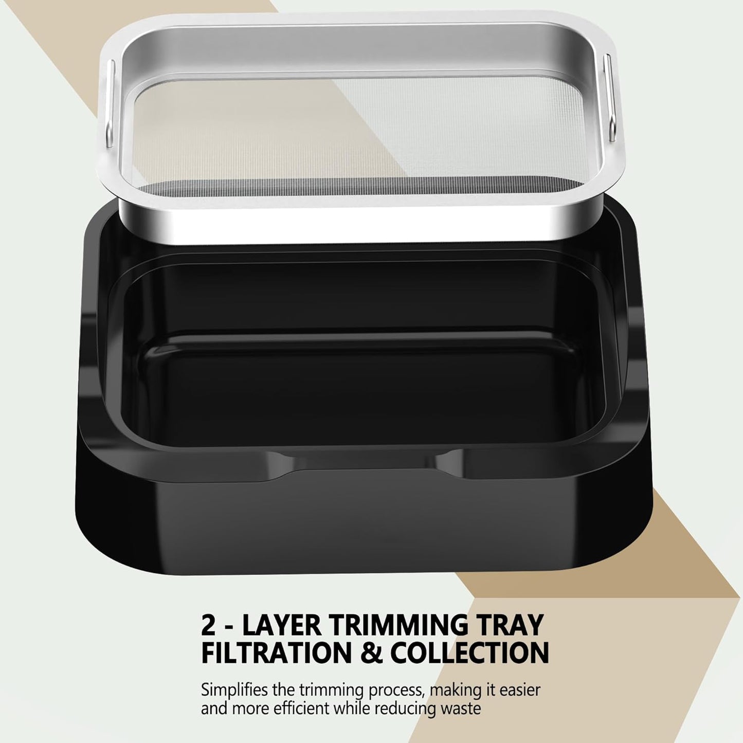 Trimming Tray with 150-Micron Replaceable Mesh – Ergonomic High-Wall Design with Static Brush for Fine Particle Sorting and a Clean, Organized Workspace