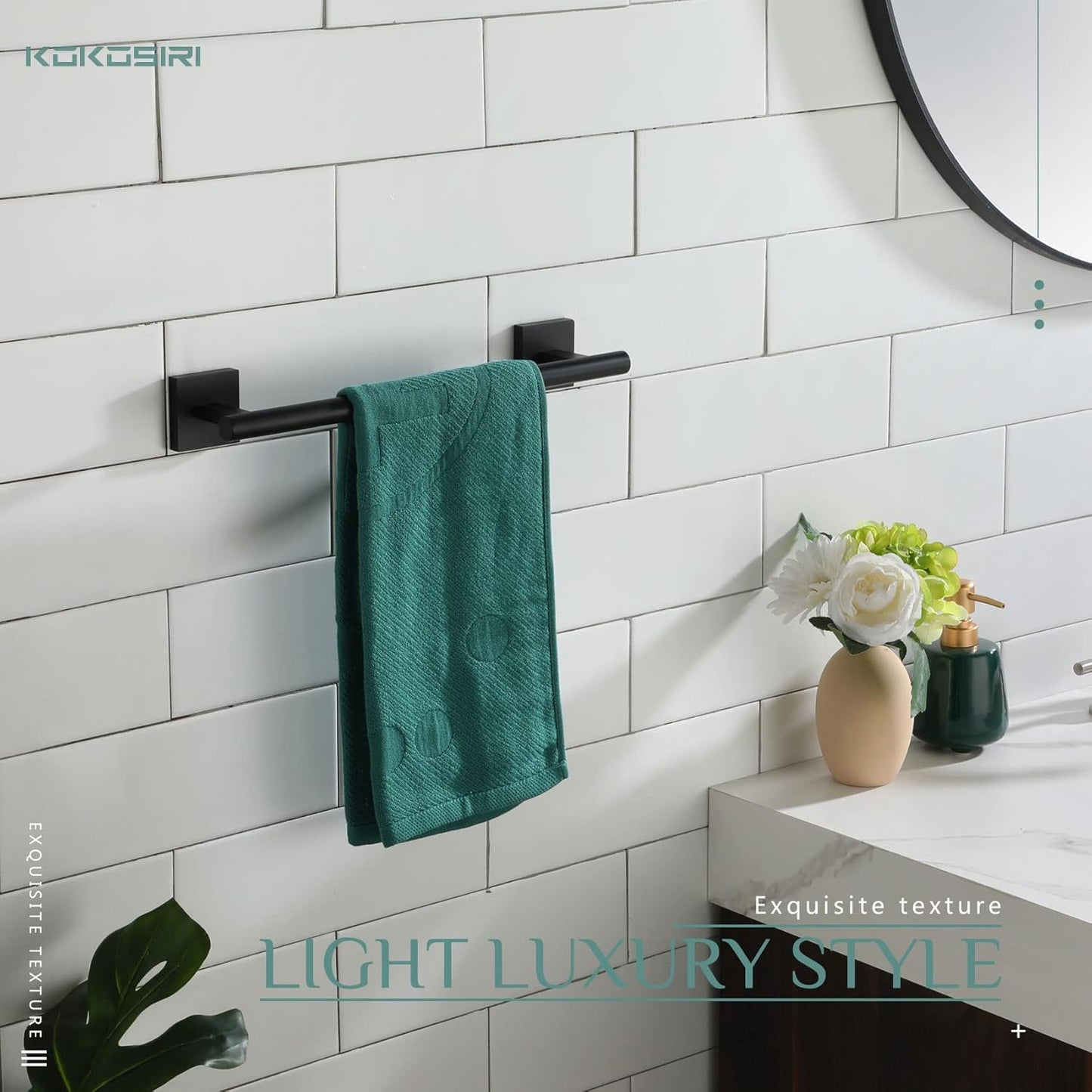 KOKOSIRI Bathroom Towel Bars 12 Inch Towel Ring Matte Black 30CM Hand Towel Holder for Bath Kitchen Wall Stainless Steel B4005BK-L12