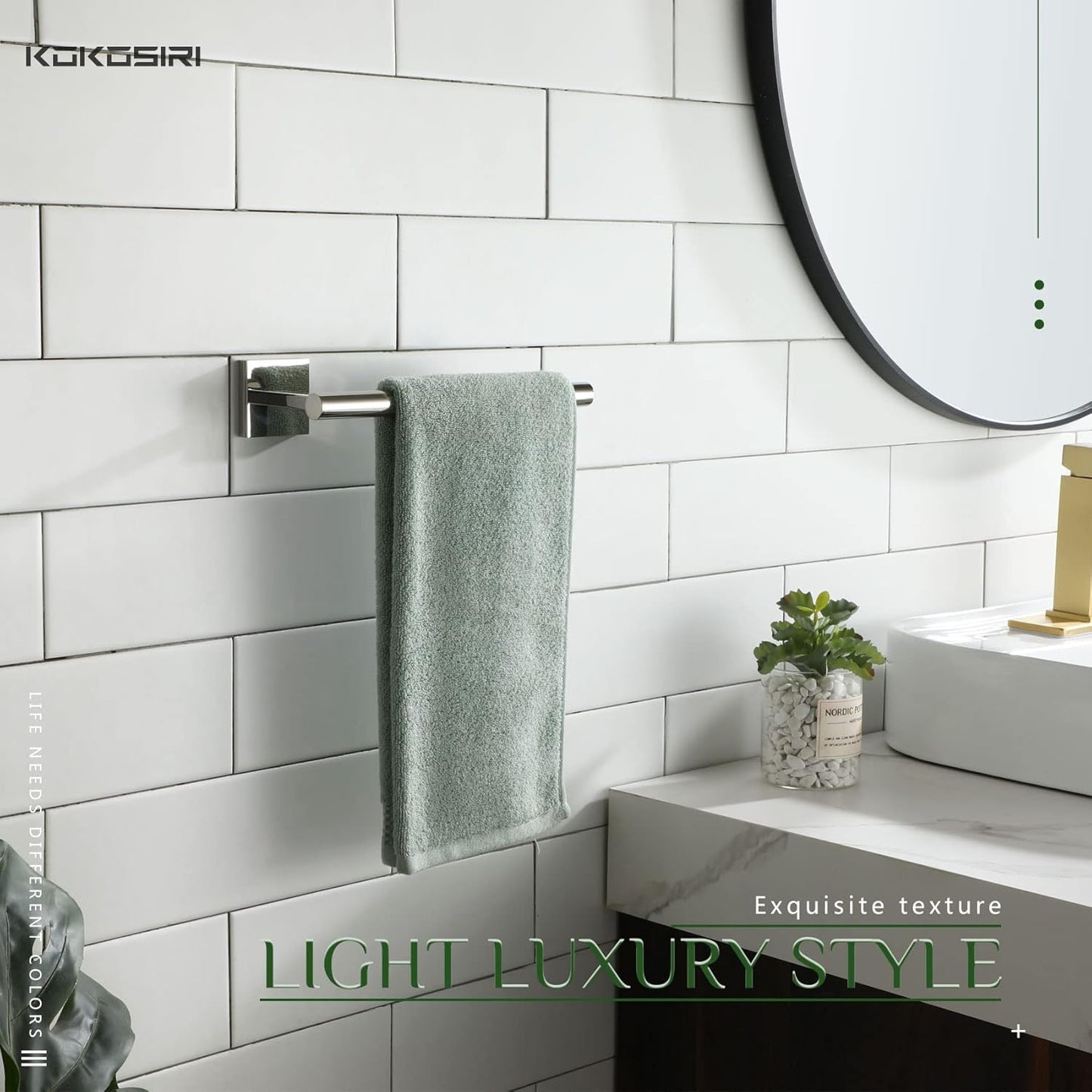 KOKOSIRI Bathroom Hand Towel Holder Rack Bathroom Hardware, Suitable for Wall Mounted Towel Bar Screw in, Polished Stainless Steel B3008CH