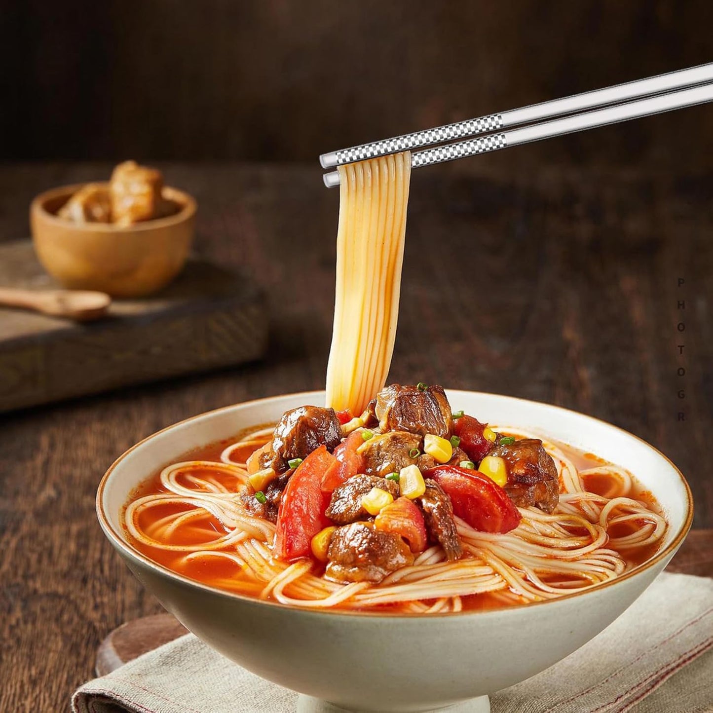 Metal Chopsticks, 5 Pairs 316L Stainless Steel Chopstick,Non-Slip Sushi Chop sticks with Laser Engraving, Reusable Chopsticks for Japanese Cuisine (9.25 Inch)