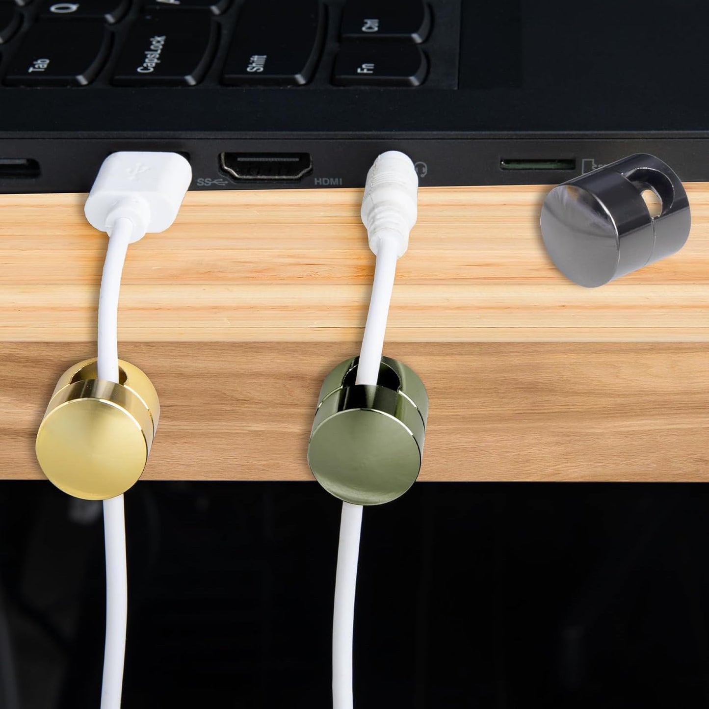 3 Sets Charger Holders for Cords, Gold/Silver/Antique Copper Adjustable Cable Anchor Holders, Adhesive Metal Cord Clips, Cable Management Wire Organizers for Desk, Office, Nightstand