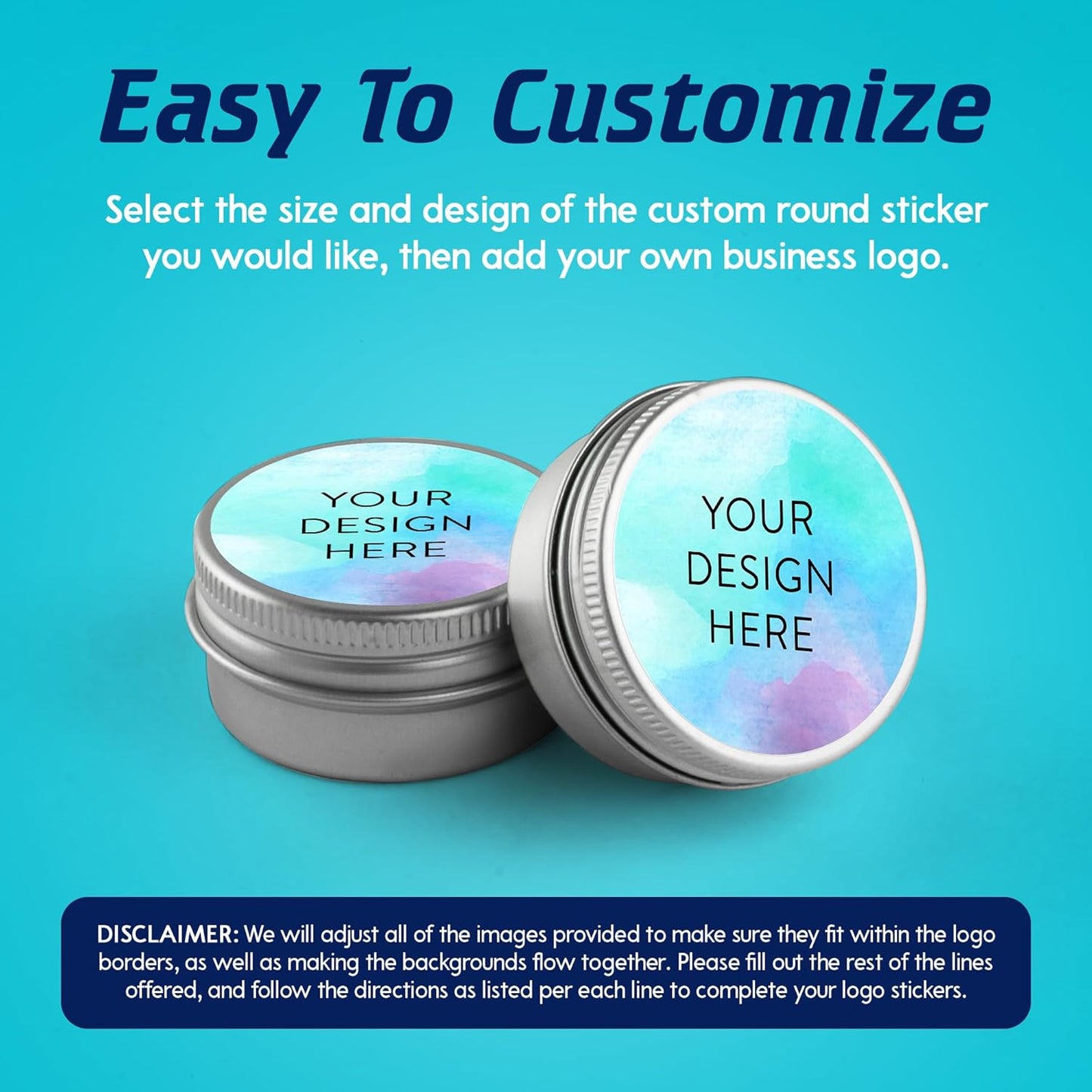 100 Custom Vinyl Stickers - Upload Your own Image, Text, Design, Logo - Personalized Logo Labels for Handmade, Packaging, Bottle, Jars, Candle, Brand Stickers (Blue Swirls, 4x4)