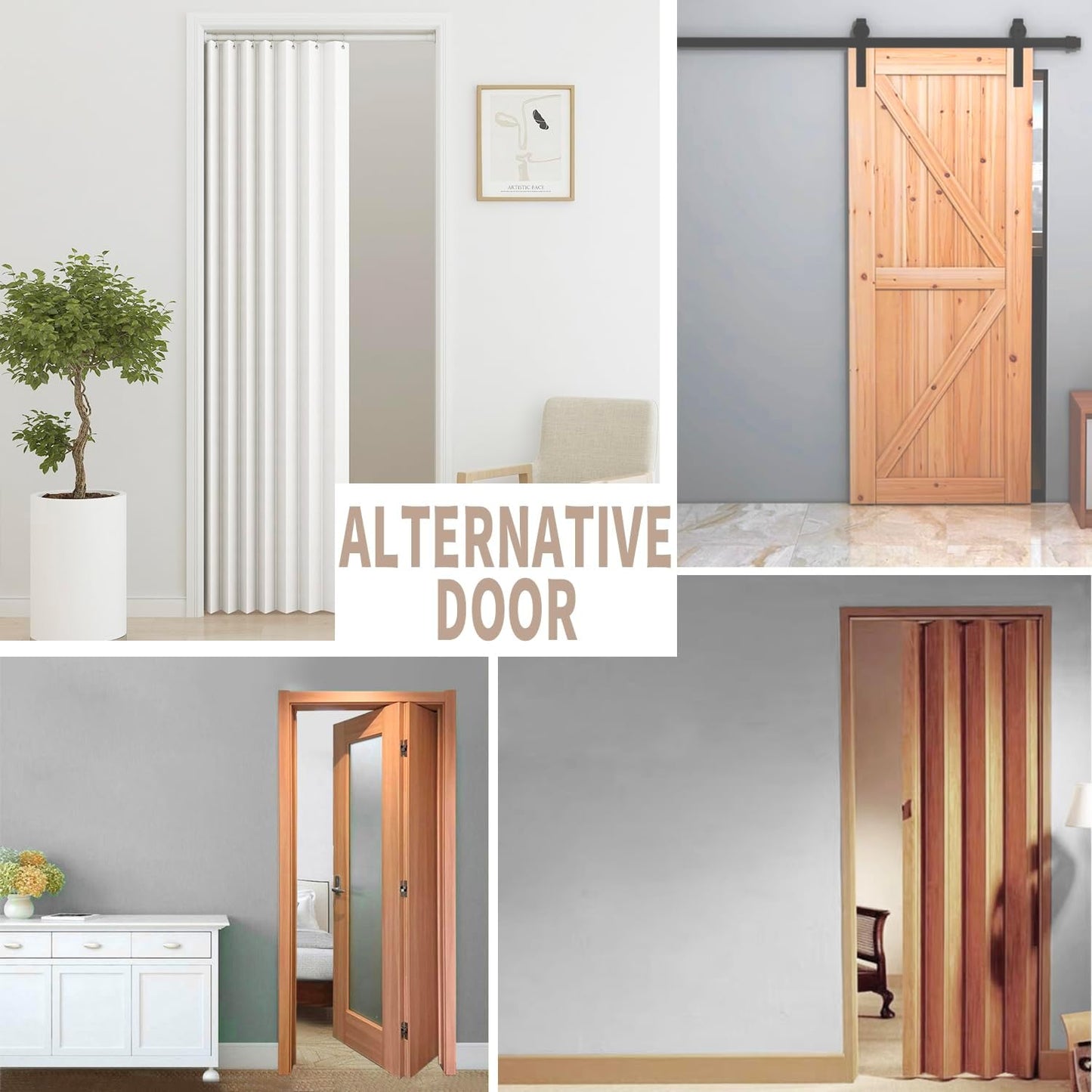 Vatge Door Curtains for Doorway, Folding Door Curtain Interior Closet Curtain for Bedroom, Bathroom, and Laundry Room, Pleated Door Curtains for Doorway,1 Panel with Tieback, W39 x L78, White