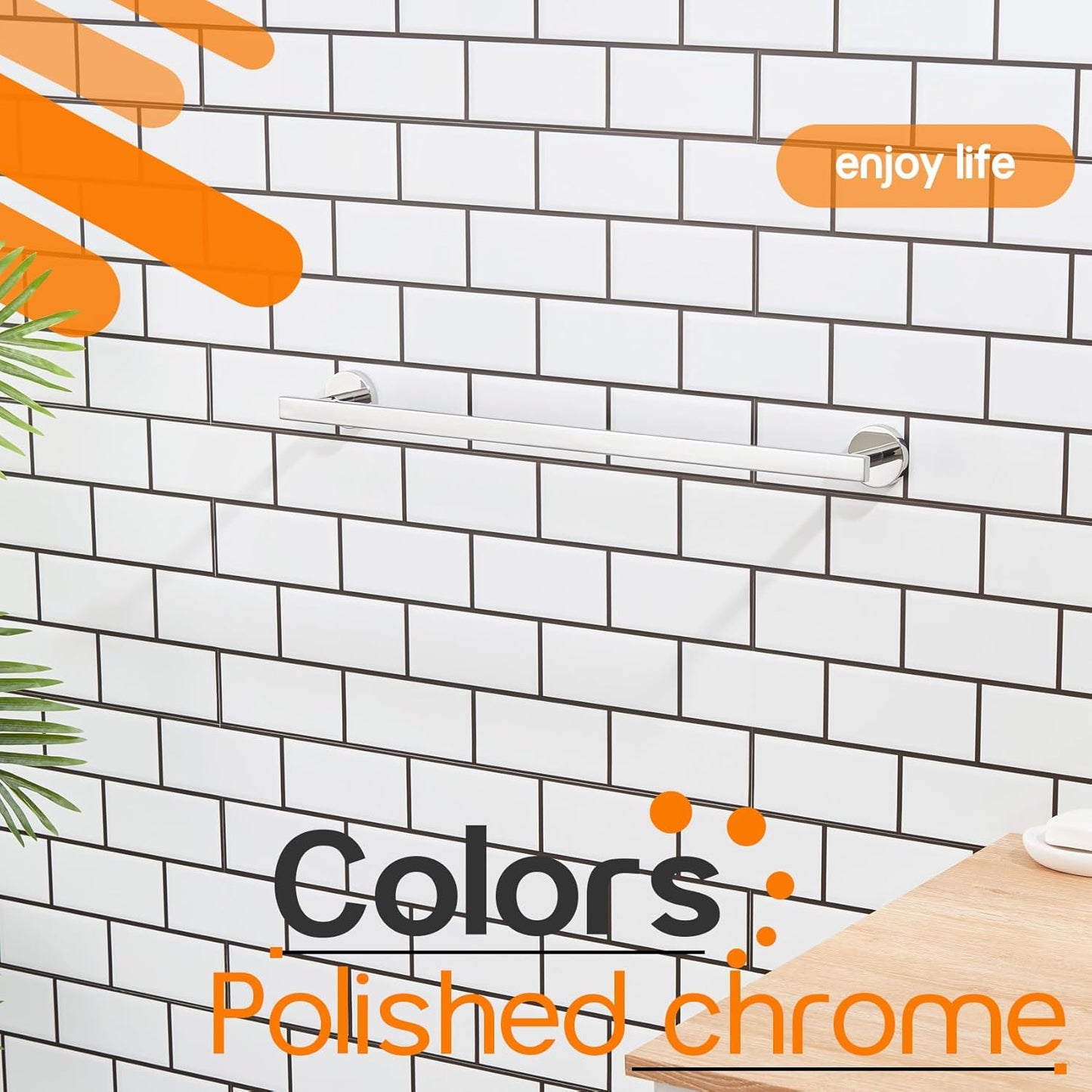 20 Inch Bathroom Towel Bar Bath Towel Rack Kitchen Towel Holder Towel Shelf Wall Mounted SUS304 Stainless Steel Polished Chrome AN4001CH-L20