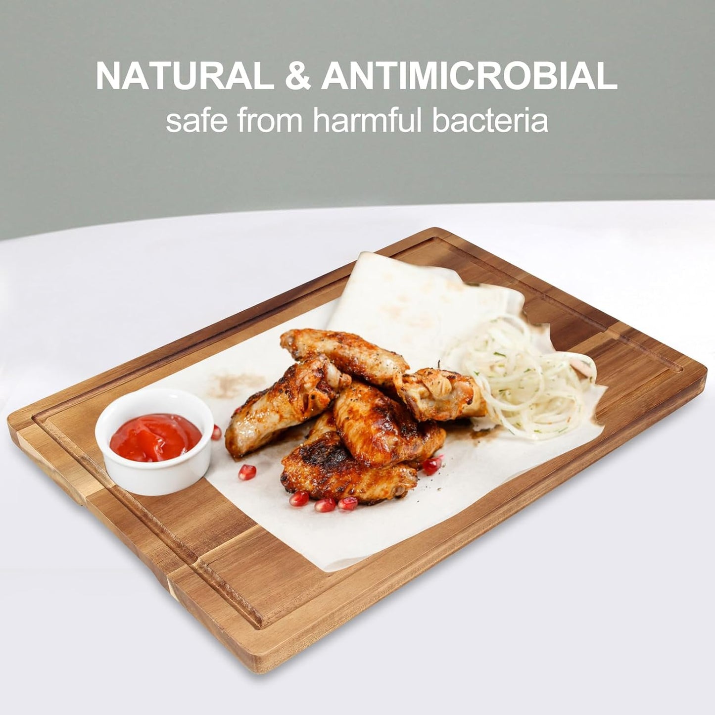 Decorative Acacia Wood Cutting Boards for Kitchen Meat Large Charcuterie Boards Best Hardwood Solid Chopping Board Butcher Block Bread Serving Cheese Board Big Maple Carving Cutting Board Non Toxic