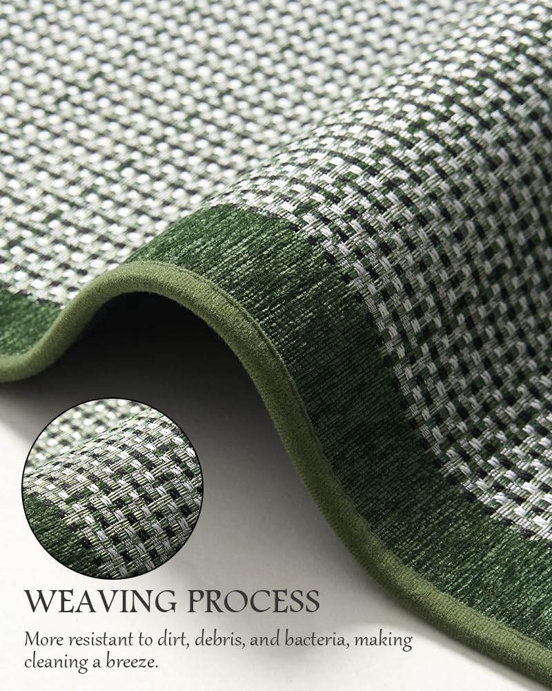 PADOOR Kitchen Mats for Floor, Kitchen Rugs Non Slip Washable, Half Circle Kitchen Floor Mat Sink Rug Rubber Backed Super Absorbent, 20"x32" Green