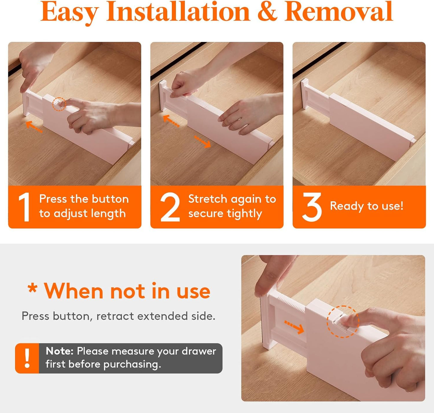 Lifewit 24 Pack Drawer Dividers 4" High, 11-17" Adjustable Dresser Drawer Organizers for Clothes, Expandable Dresser Separators in Bedroom/Bathroom/Kitchen/Vanity/Office Organization and Storage,Pink