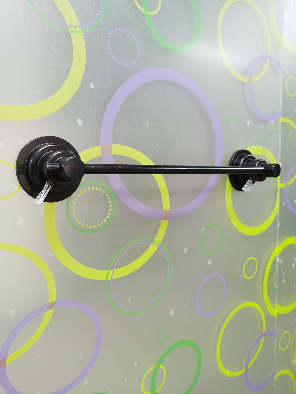 JiePai Suction Cup Towel Bar,Removable Modern Vacuum Towel Holder for Bathroom Door Adhesive Towel Rack Holder (Suction Towel Bar-16 inch Rubbed Bronze)