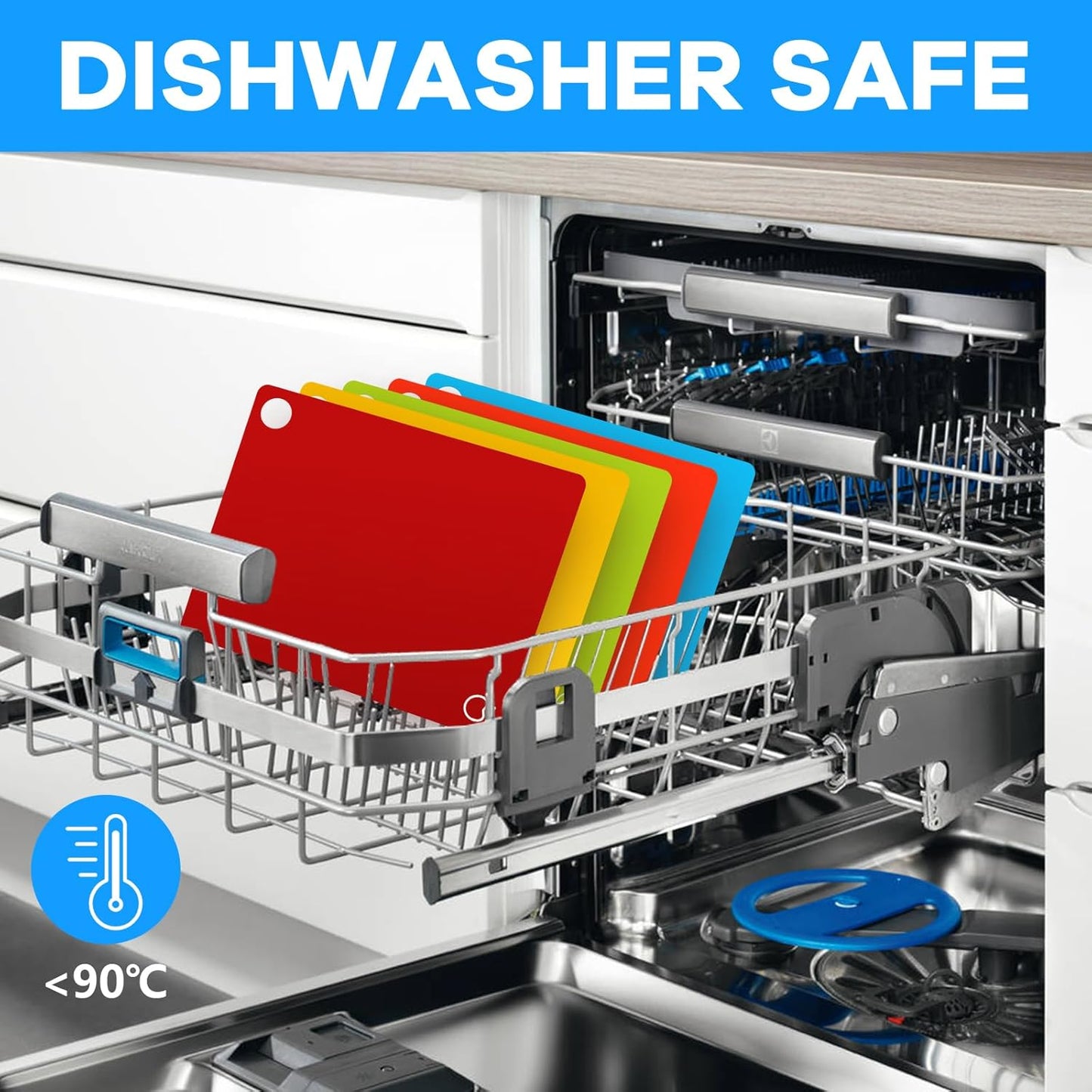 GoodLuck 4 Pieces Flexible Cutting Boards with Hanging Hole, BPA Free Plastic Cutting Boards for Kitchen, Non Slip Cutting Mat for Meat and Vegetables