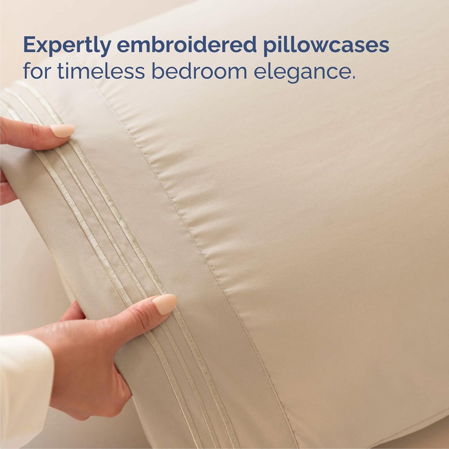 Cal King Size 4 Piece Sheet Set - Comfy Breathable & Cooling Bed Sheets Set - Hotel Luxury Bedding for Women, Men, Kids, Teens, Boys & Girls - Deep Pockets, Ultra-Soft, Wrinkle Free - Oeko-Tex - Cream