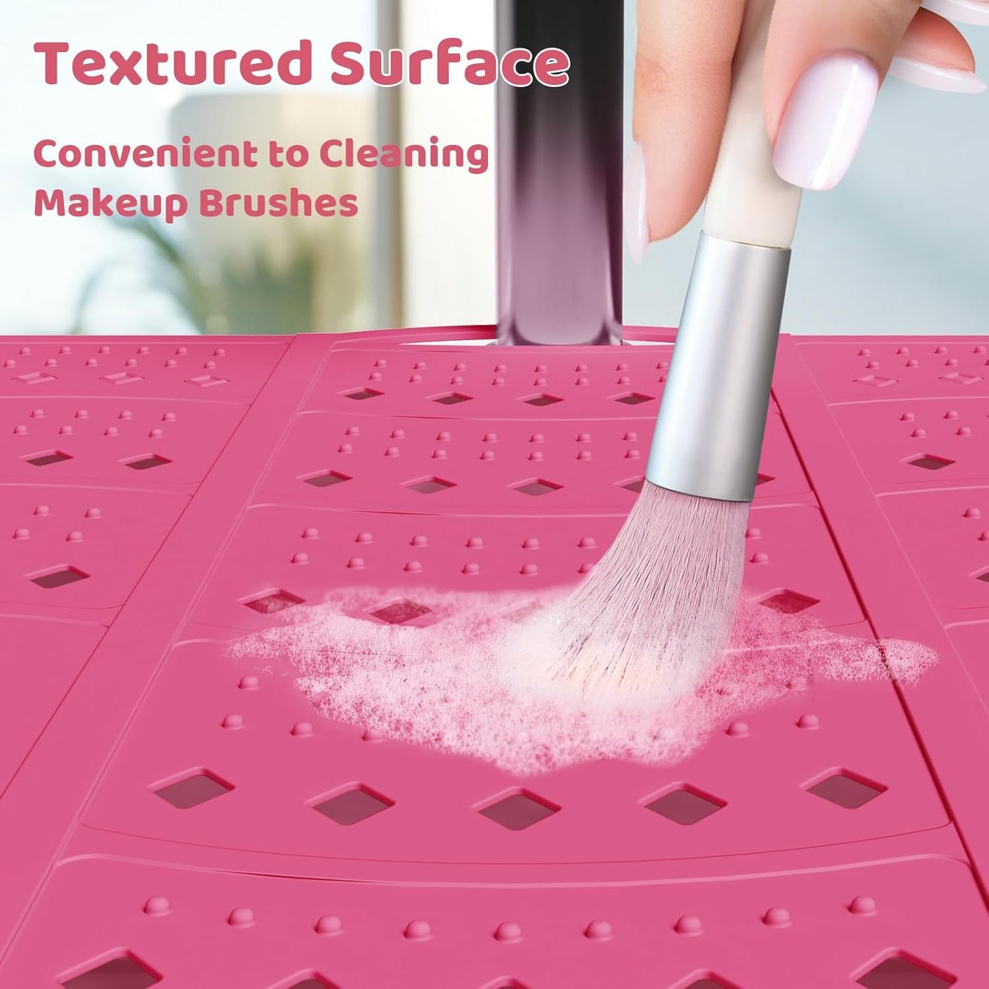 Bathroom Sink Cover for Counter Space, Sink Mat Foldable Sink Cover, Silicone Makeup Organizer Mat Space Saver, Small Bathroom & Rv Camper Travel Must Haves Accessories, Pink